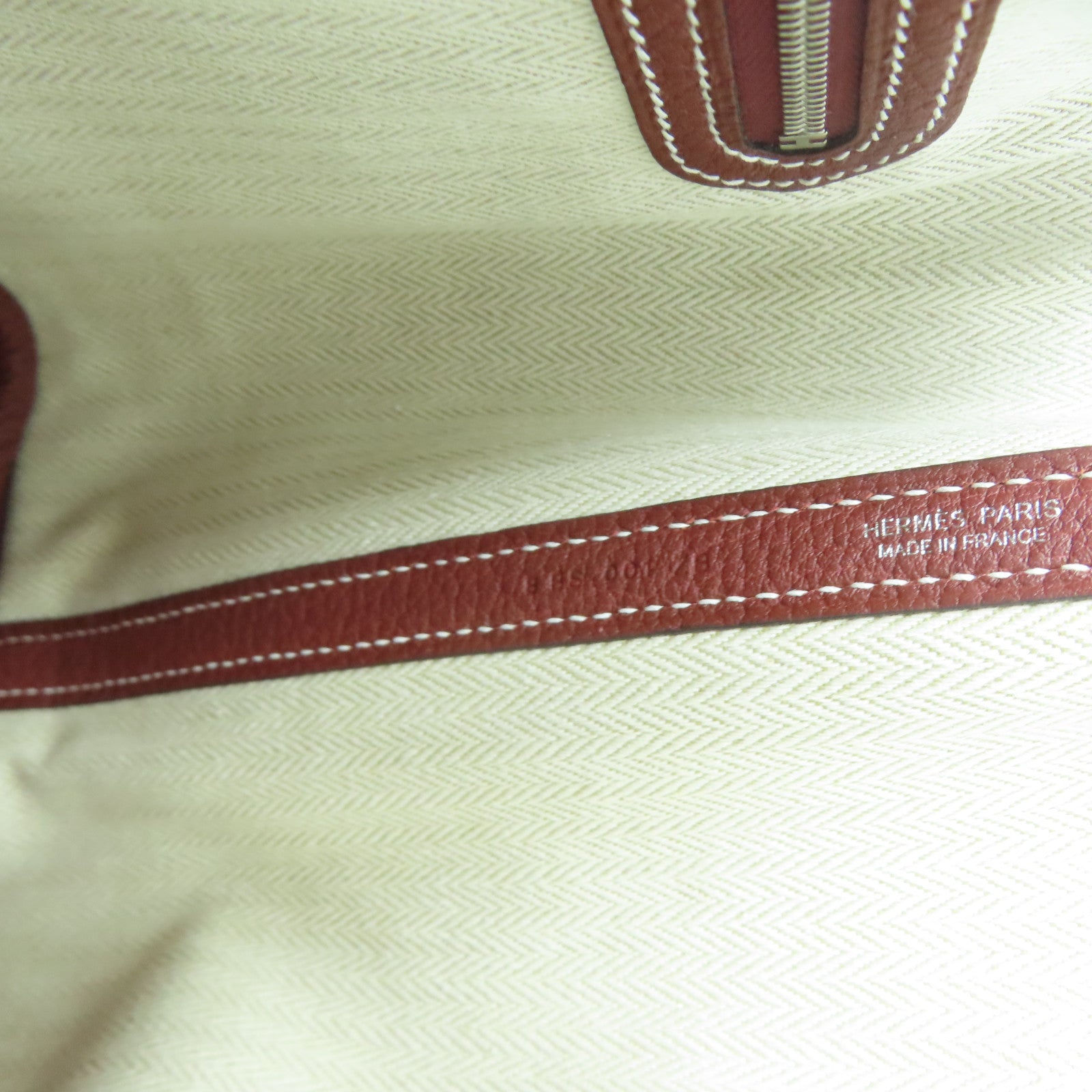 HERMES Negonda皮革GardenParty TPM銀扣手挽袋正紅色