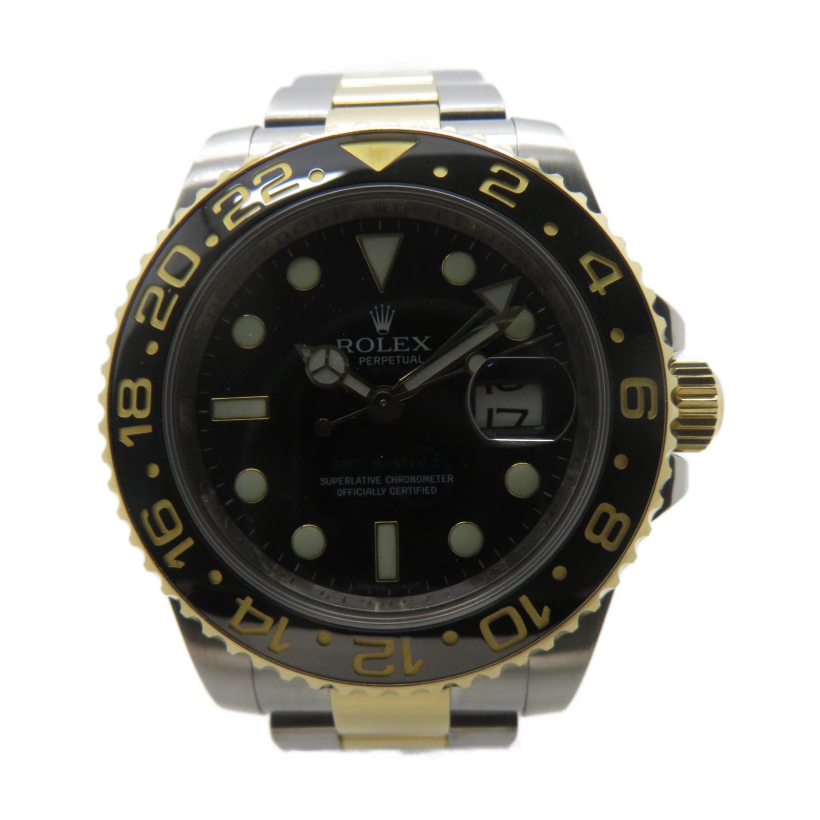 ROLEX GMT Master不鏽鋼/18K黃金自動機芯手錶黑色