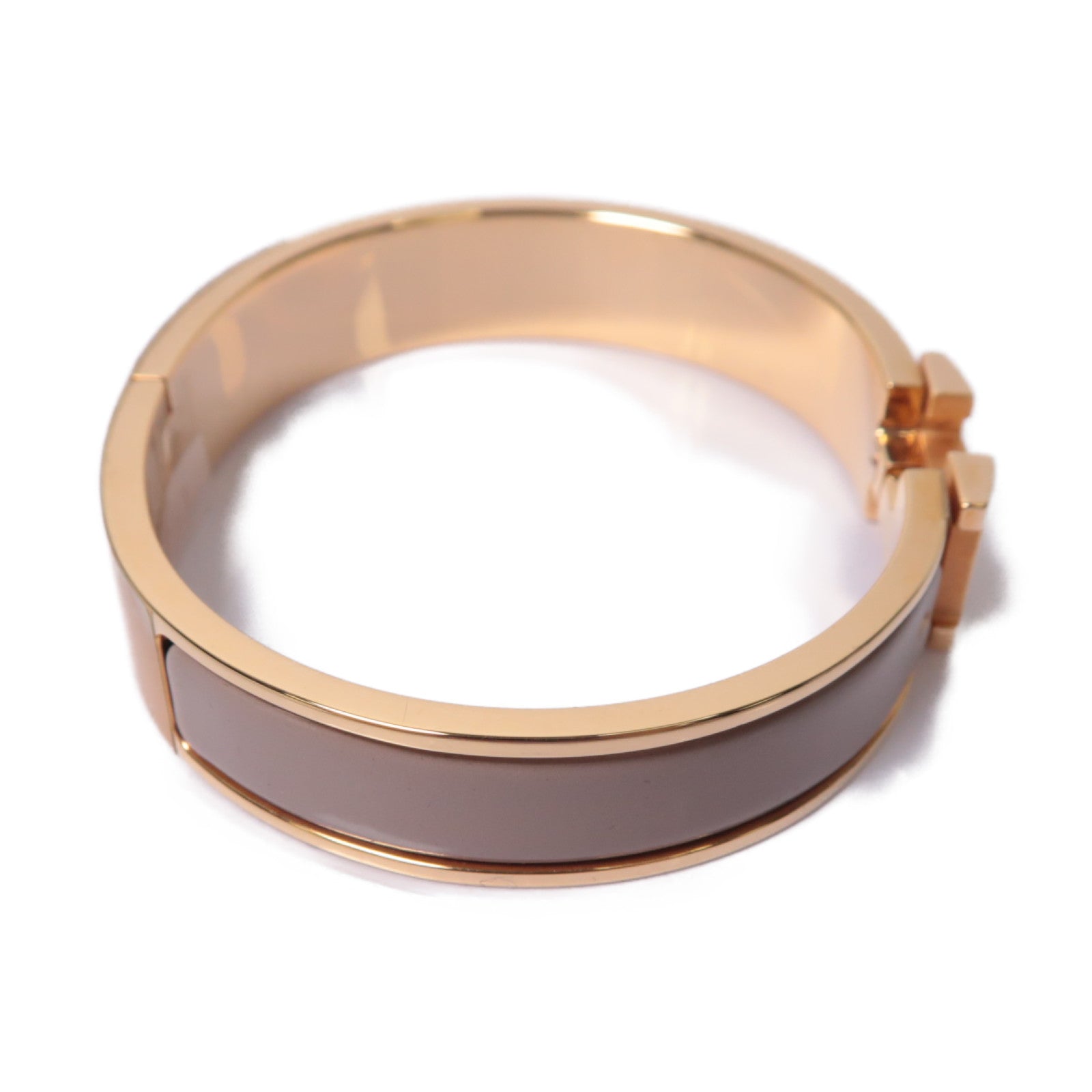 HERMES 金屬Clic-Clac H Bracelet手鐲金色/米色