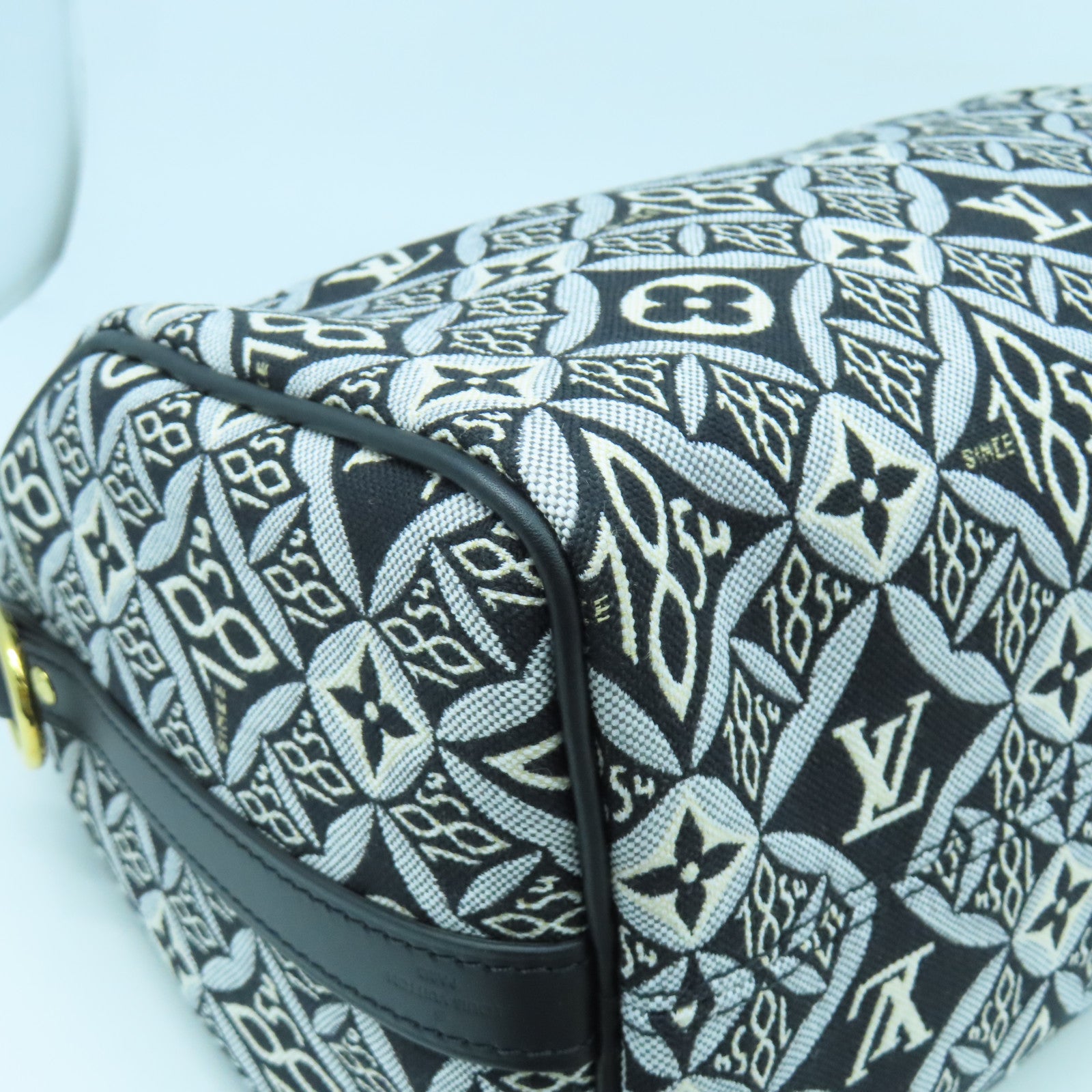 LOUIS VUITTON 【激減優惠】Monogram Jacquard Since 1854 Speedy Bandouliere 25金扣手挽肩背兩用袋黑色/白色