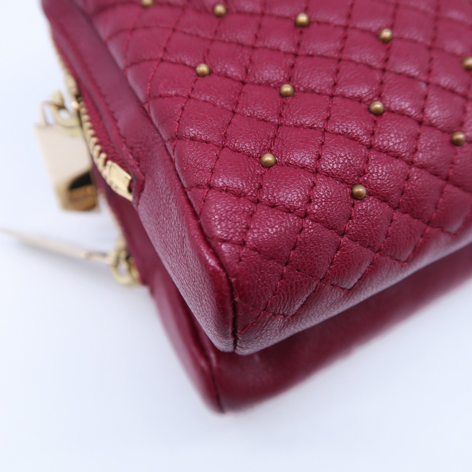 Valentino 羊皮皮革Chain Bag金扣鏈帶肩背袋紅色
