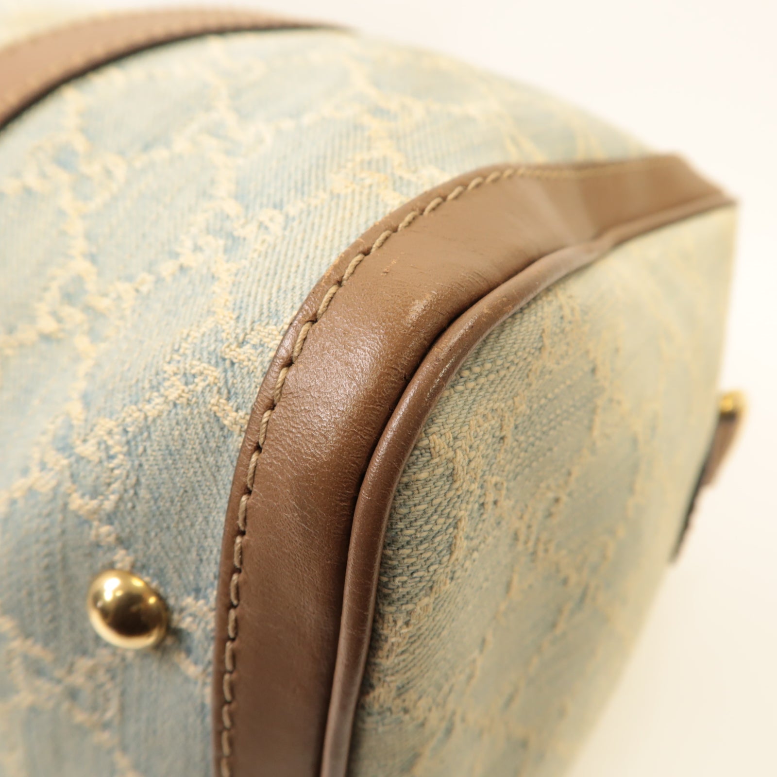 GUCCI 牛仔布2way Shoulder Bag金扣手挽肩背兩用袋淺藍色