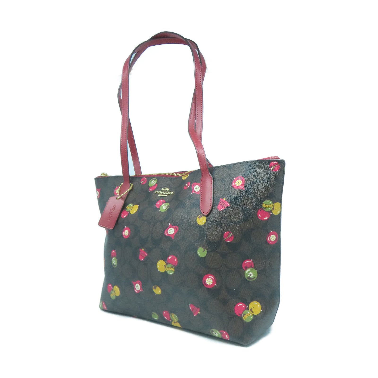COACH 塗層帆布Shoulder Bag金扣肩背袋啡色