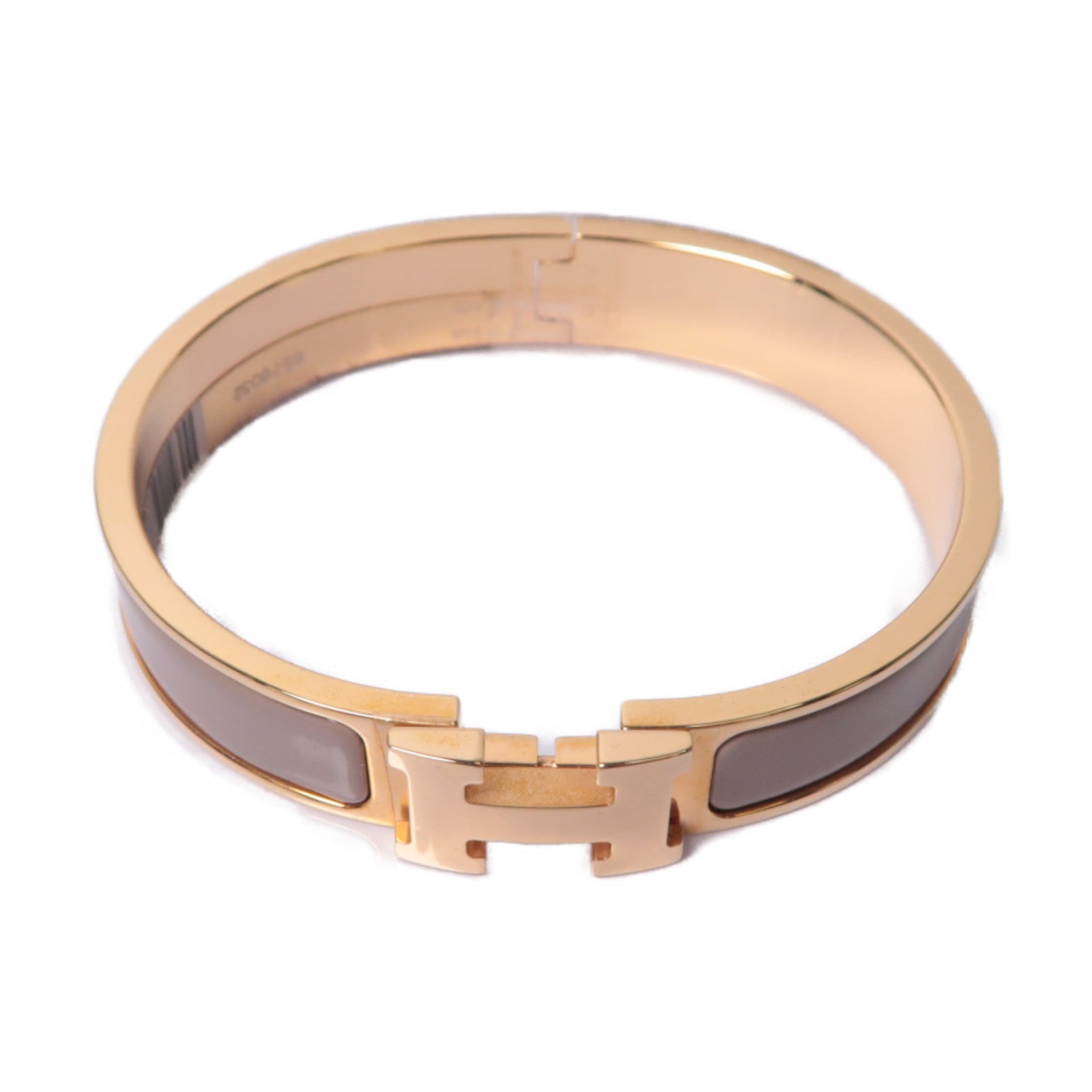 HERMES 金屬Clic-Clac H Bracelet手鐲金色/米色