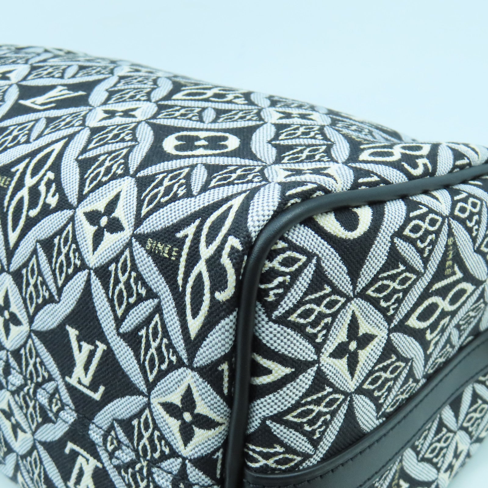 LOUIS VUITTON 【激減優惠】Monogram Jacquard Since 1854 Speedy Bandouliere 25金扣手挽肩背兩用袋黑色/白色