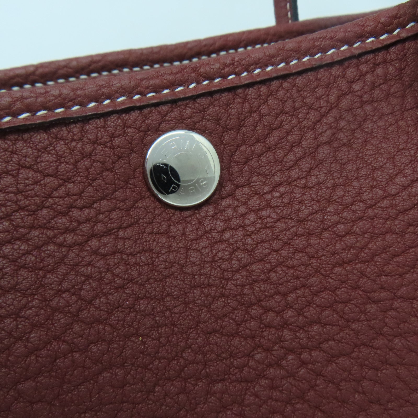 HERMES Negonda皮革GardenParty TPM銀扣手挽袋正紅色
