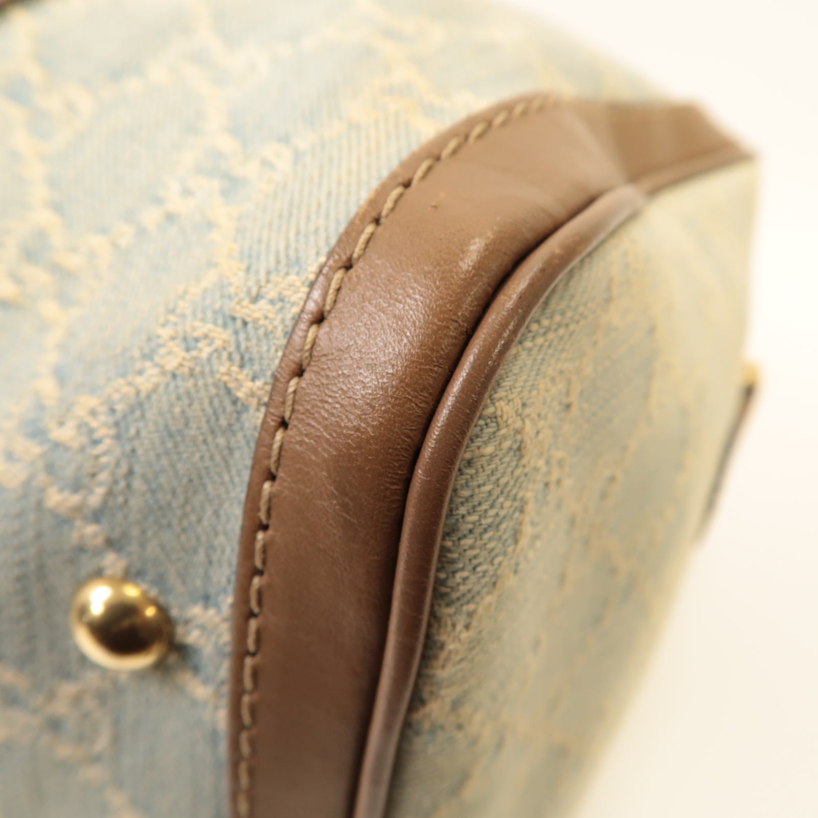 GUCCI 牛仔布2way Shoulder Bag金扣手挽肩背兩用袋淺藍色