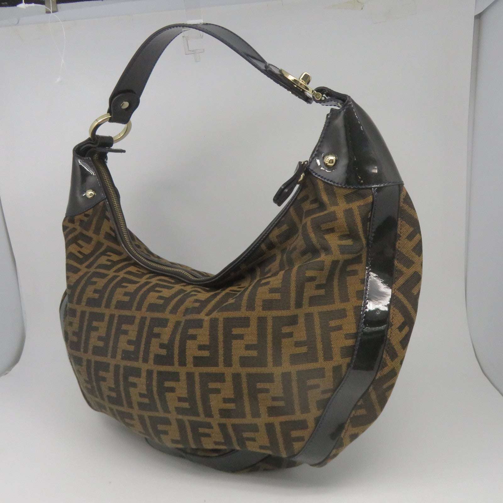 FENDI 帆布Vintage Tote Bag金扣手挽袋啡色