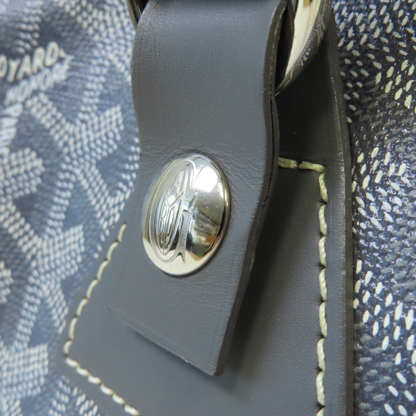 GOYARD 塗層帆布Bowling 45 Boston Bag銀扣波士頓包灰色/黃色