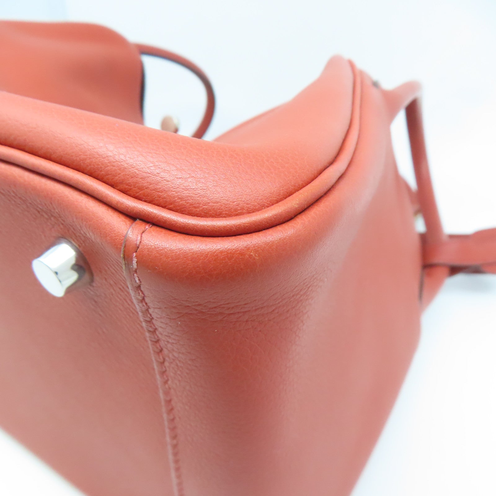 HERMES 【激減優惠】Evercolor皮革Lindy 30銀扣肩背袋磚塊紅
