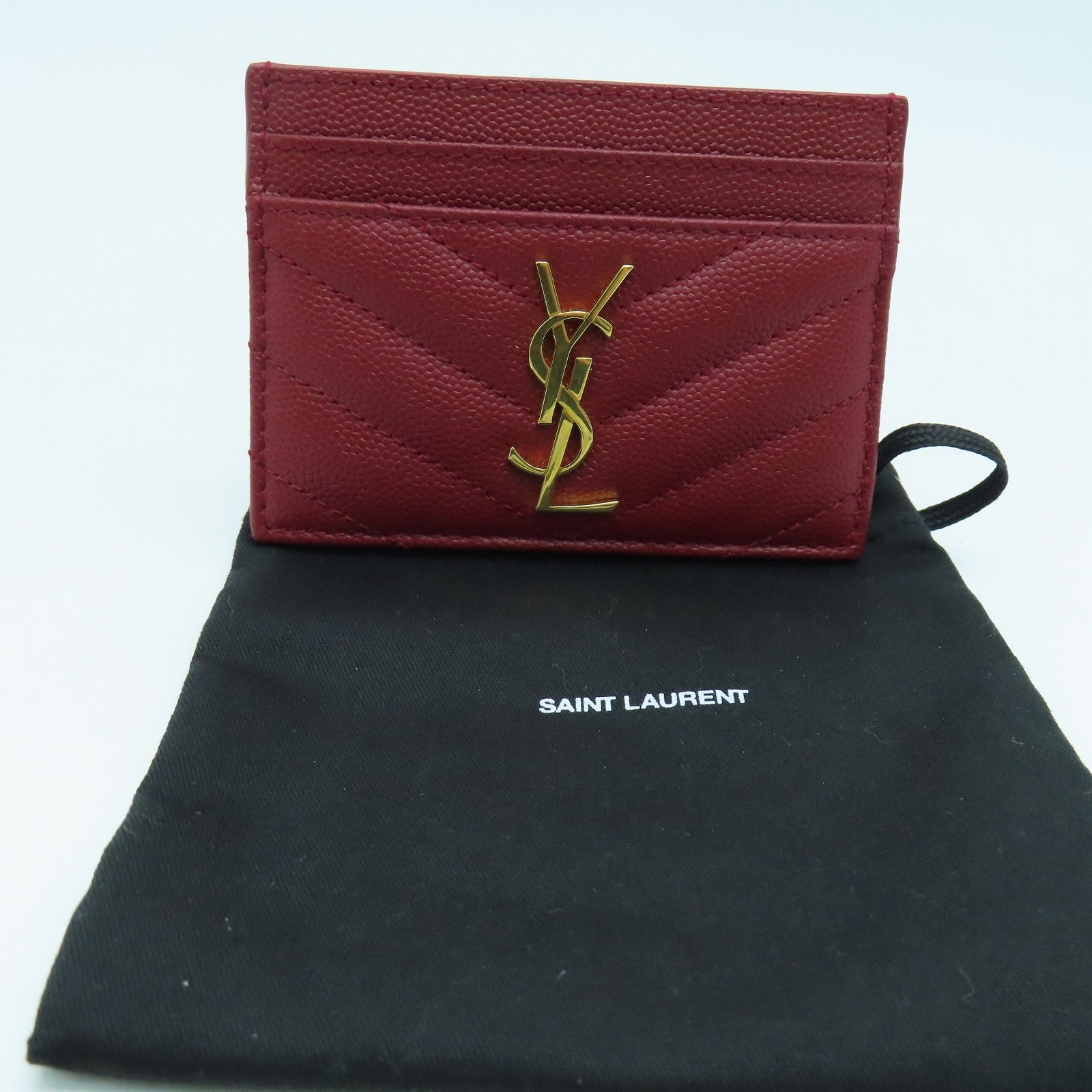 SAINT LAURENT 牛皮皮革Card Case金扣卡片套紅色