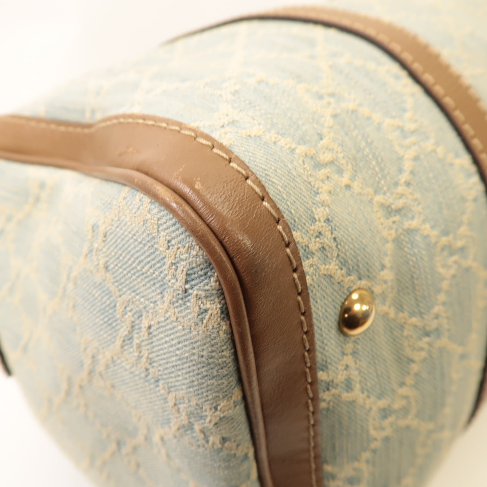 GUCCI 牛仔布2way Shoulder Bag金扣手挽肩背兩用袋淺藍色