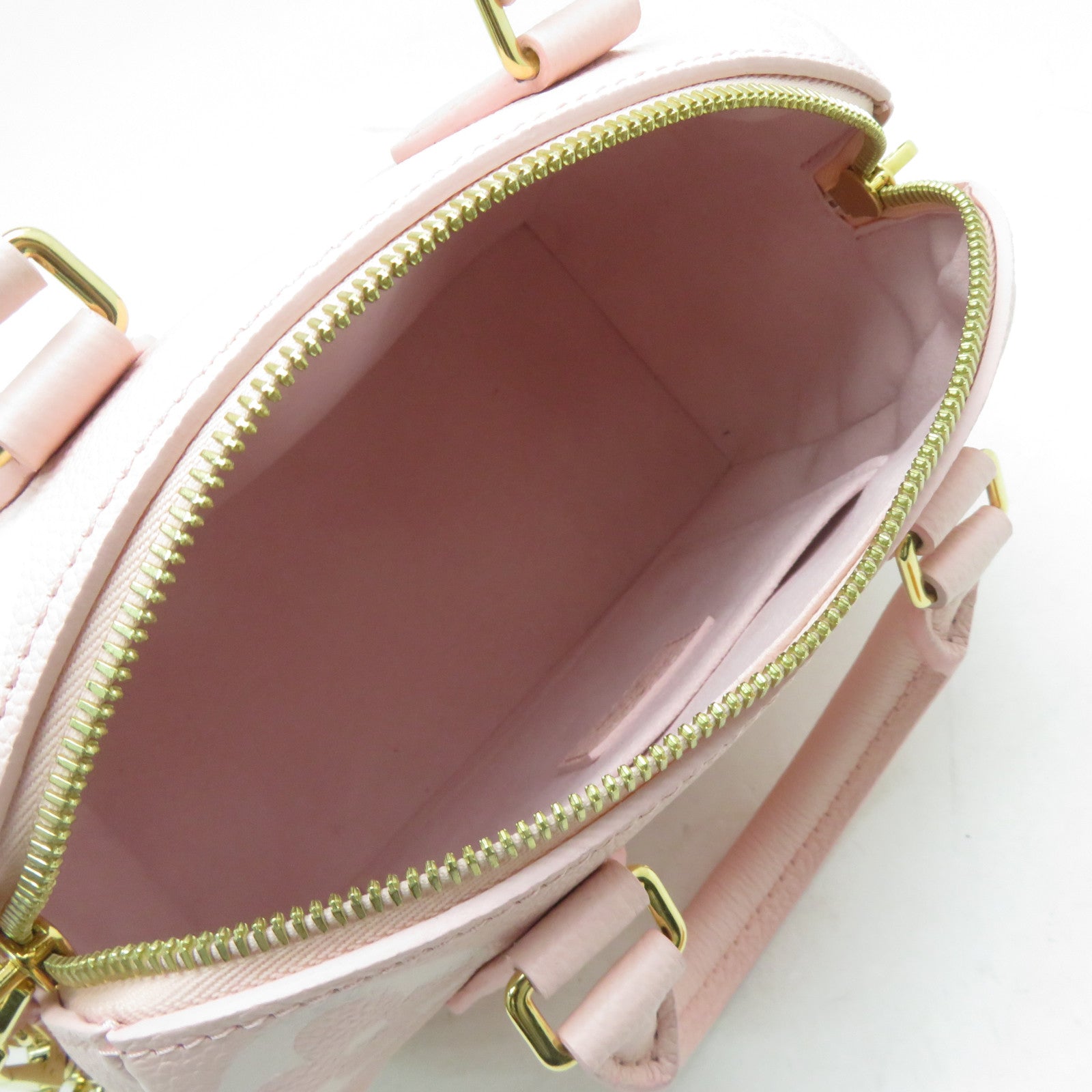 LOUIS VUITTON Monogram Empreinte Speedy Bandouliere 20金扣手挽肩背兩用袋粉紅色