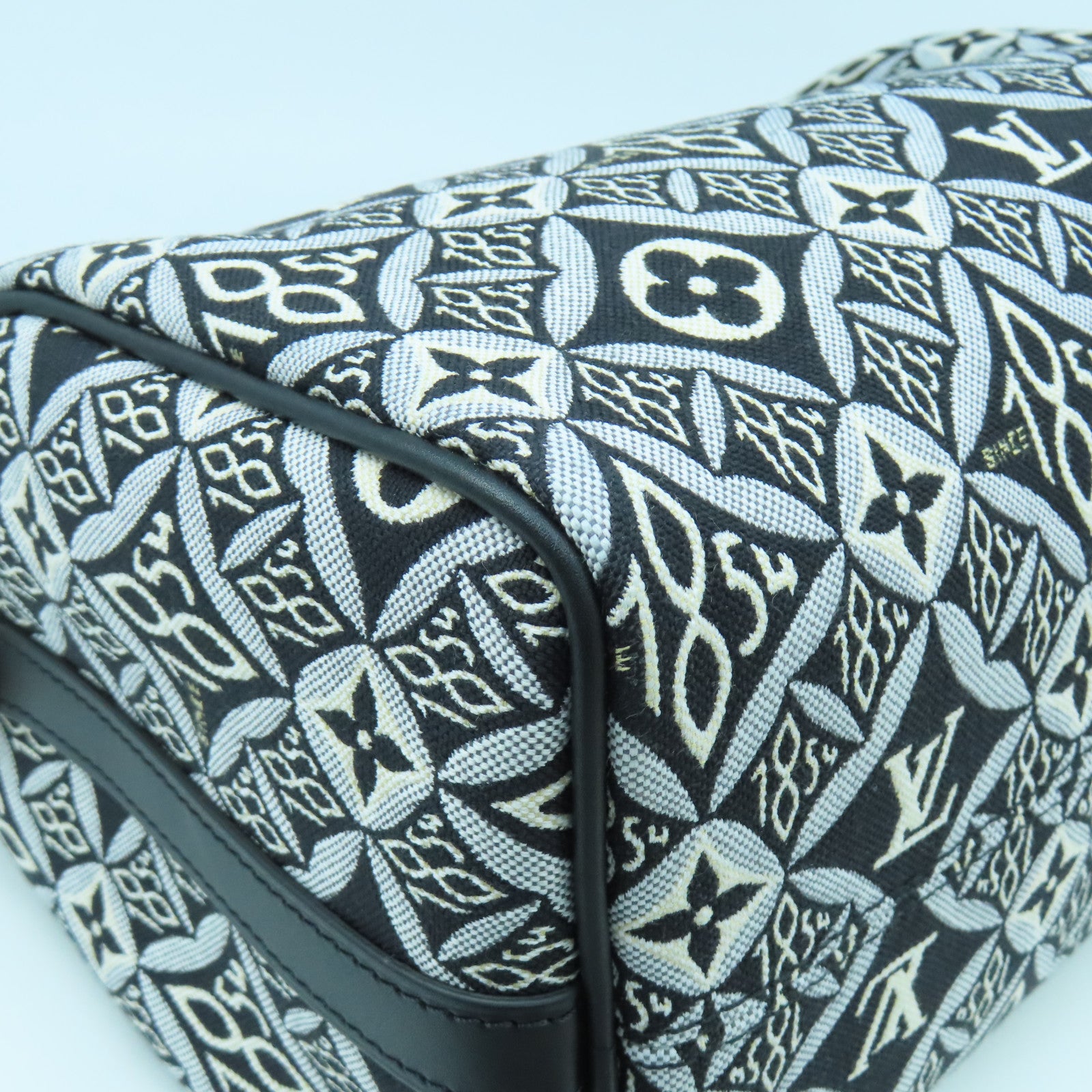 LOUIS VUITTON 【激減優惠】Monogram Jacquard Since 1854 Speedy Bandouliere 25金扣手挽肩背兩用袋黑色/白色