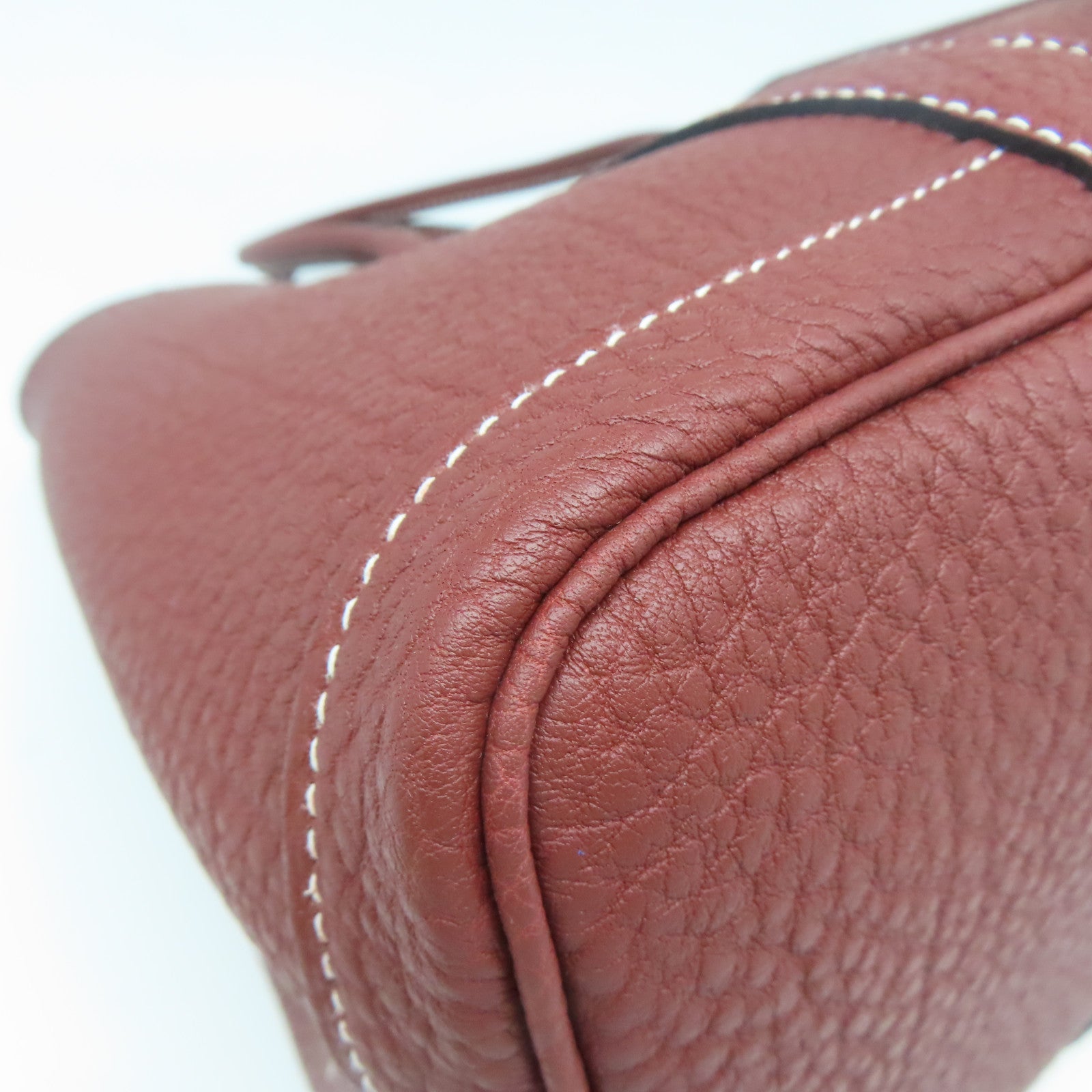 HERMES Negonda皮革GardenParty TPM銀扣手挽袋正紅色