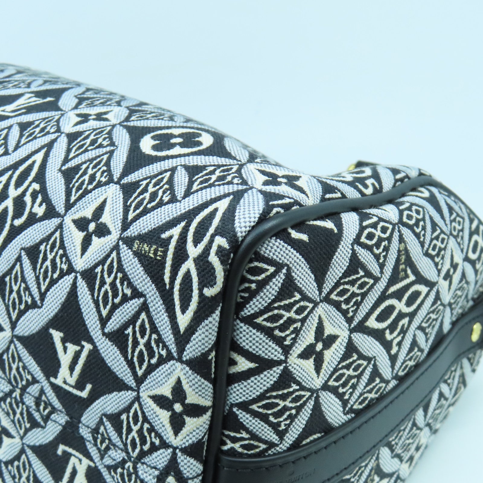 LOUIS VUITTON 【激減優惠】Monogram Jacquard Since 1854 Speedy Bandouliere 25金扣手挽肩背兩用袋黑色/白色