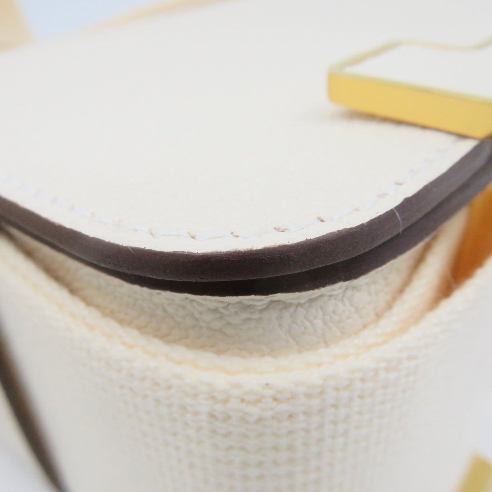 HERMES Chevre皮革Geta Shoulder Bag金扣肩背袋Nata奶油白色