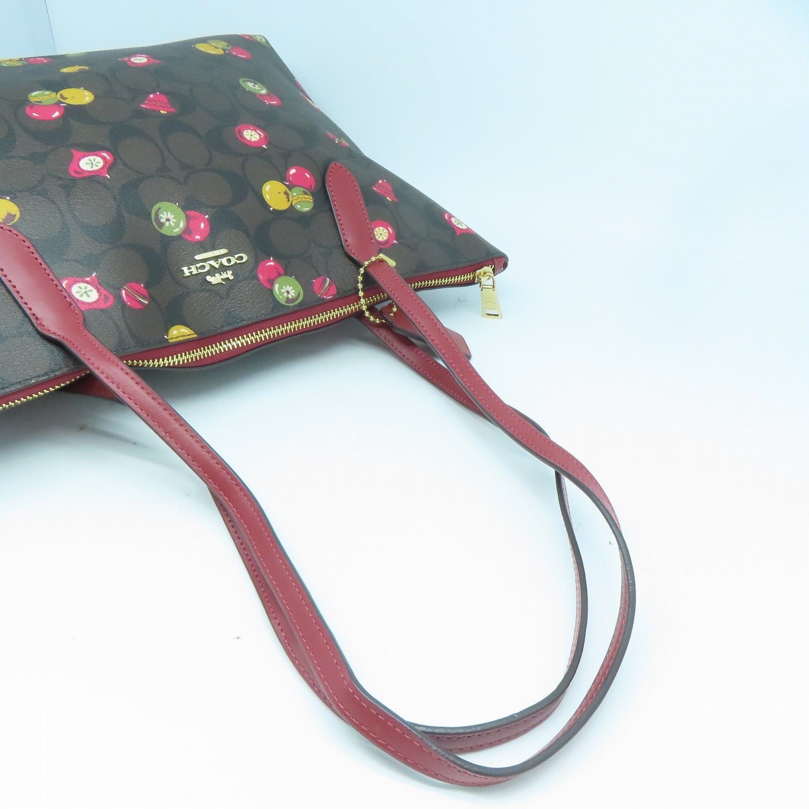 COACH 塗層帆布Shoulder Bag金扣肩背袋啡色