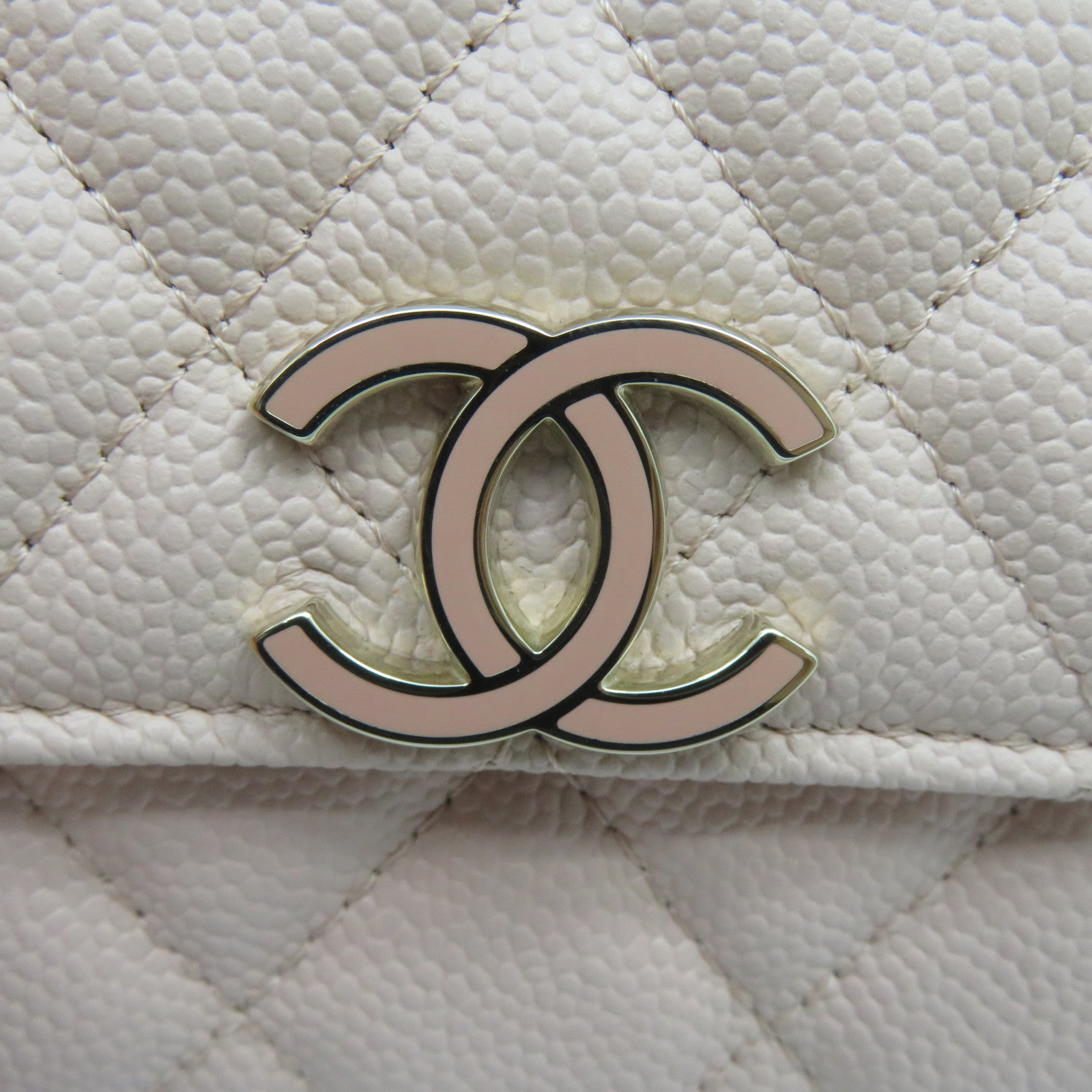 CHANEL 菱格Caviar皮革Card Holder金扣卡片套粉紅色