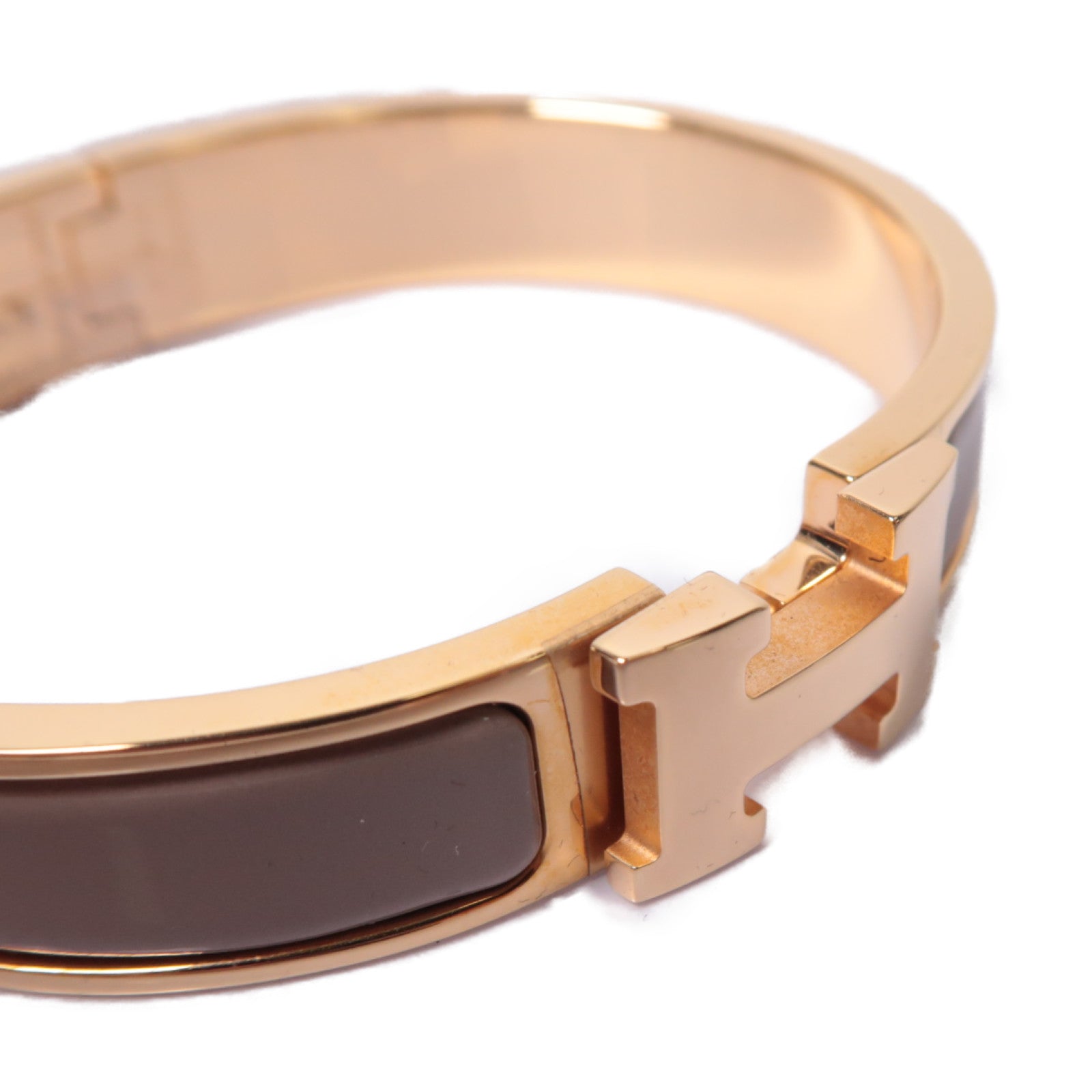 HERMES 金屬Clic-Clac H Bracelet手鐲金色/米色