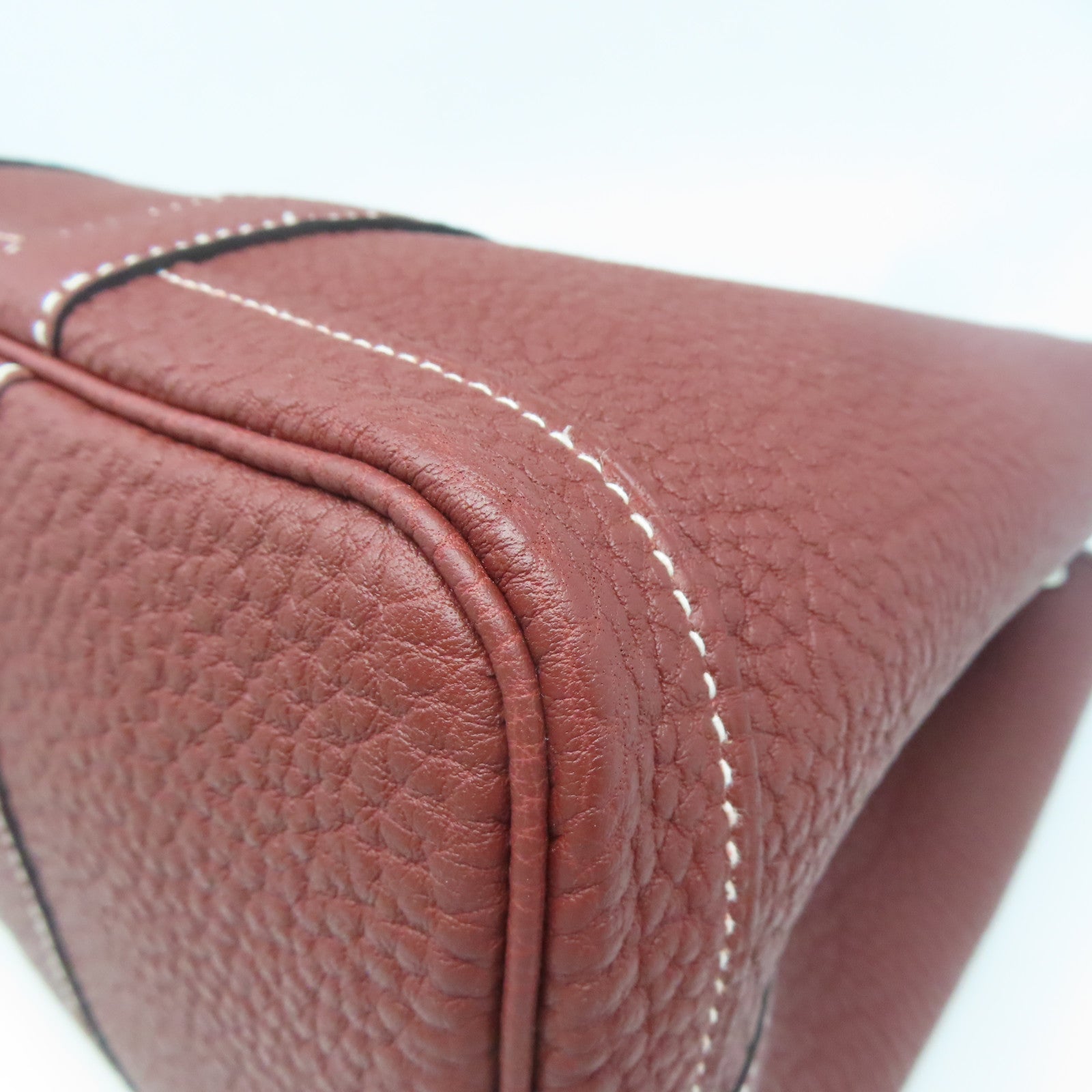HERMES Negonda皮革GardenParty TPM銀扣手挽袋正紅色