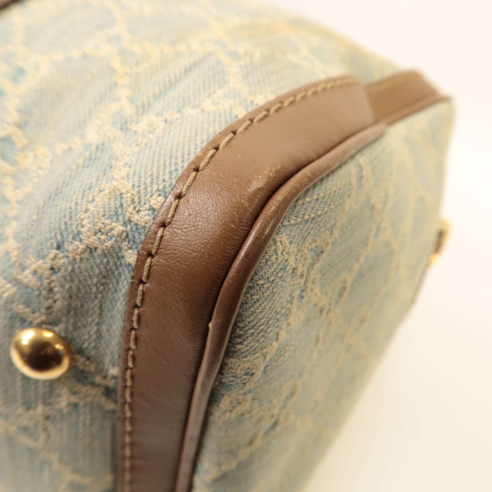 GUCCI 牛仔布2way Shoulder Bag金扣手挽肩背兩用袋淺藍色