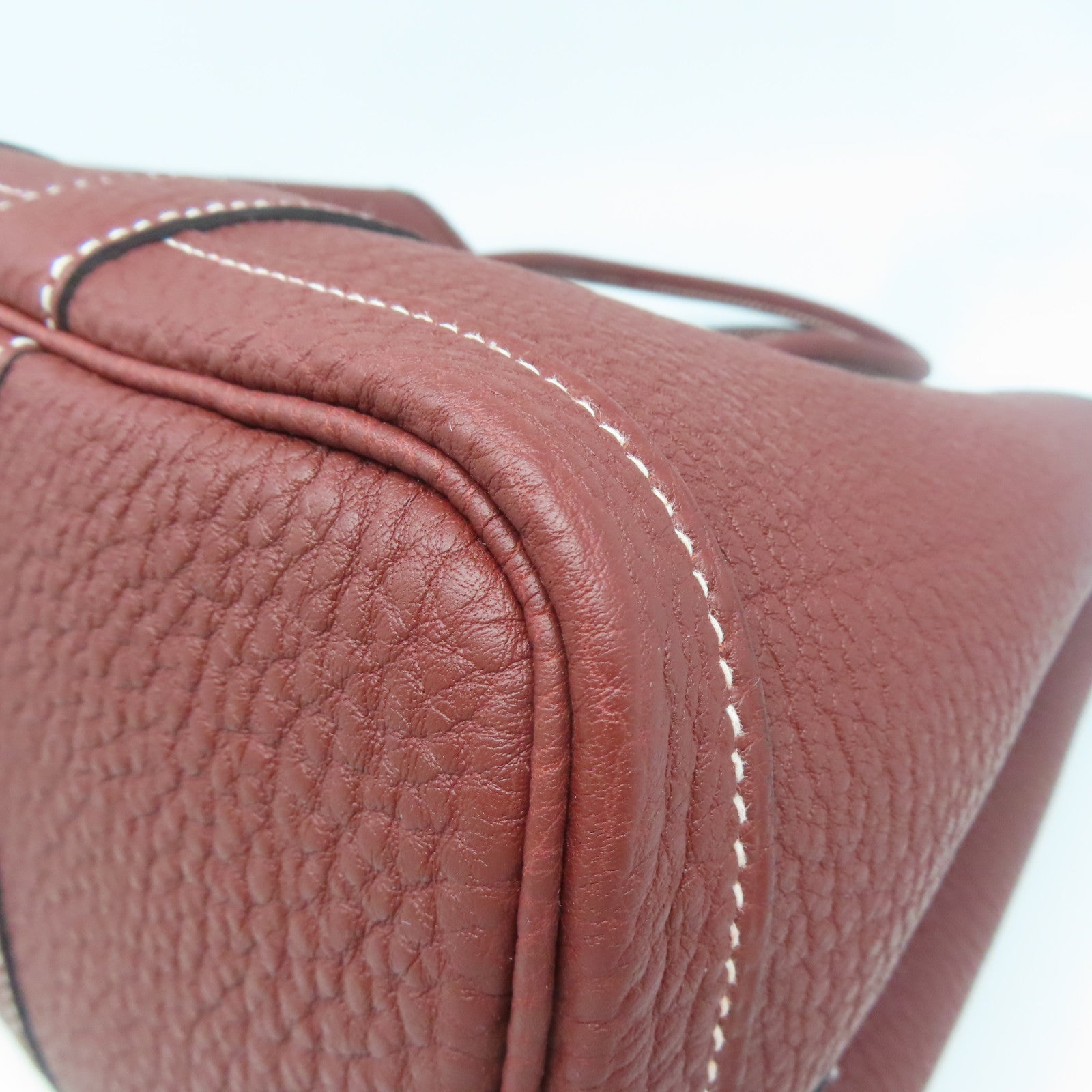 HERMES Negonda皮革GardenParty TPM銀扣手挽袋正紅色