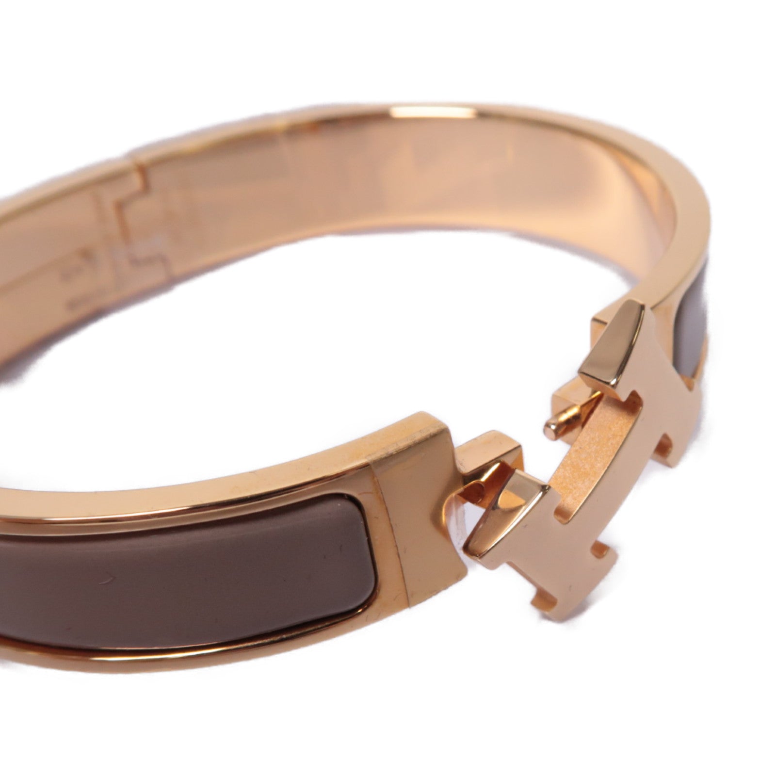 HERMES 金屬Clic-Clac H Bracelet手鐲金色/米色