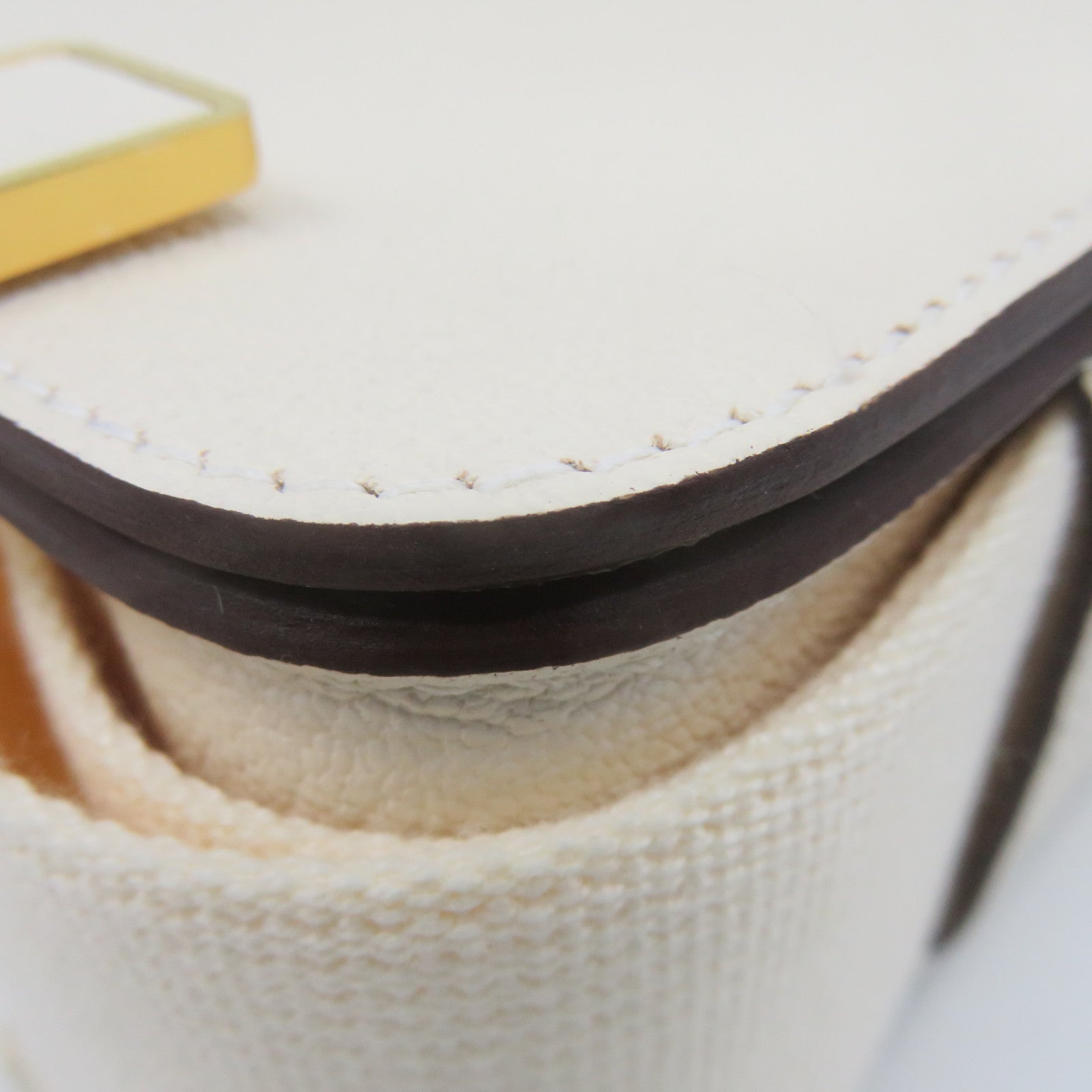 HERMES Chevre皮革Geta Shoulder Bag金扣肩背袋Nata奶油白色