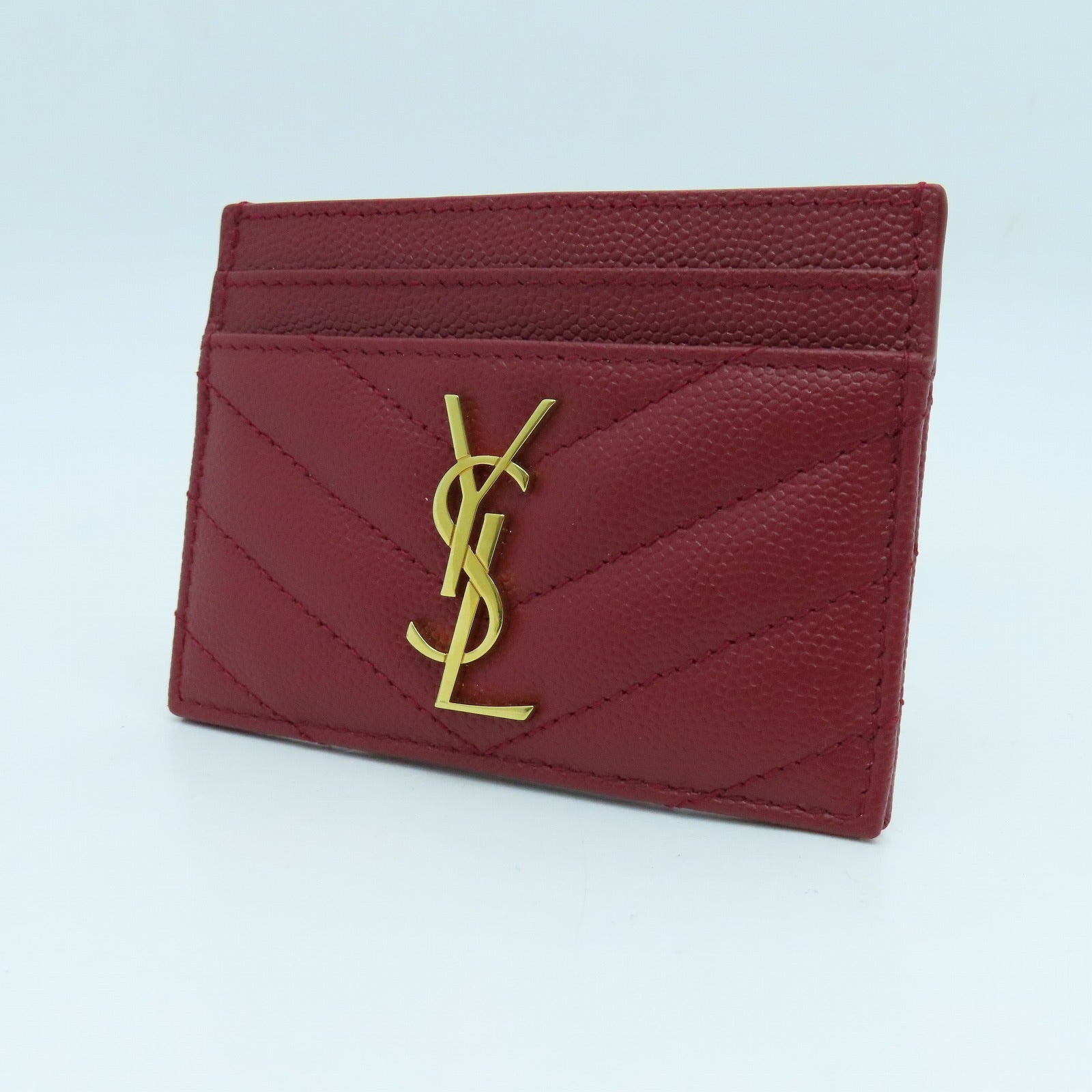 SAINT LAURENT 牛皮皮革Card Case金扣卡片套紅色