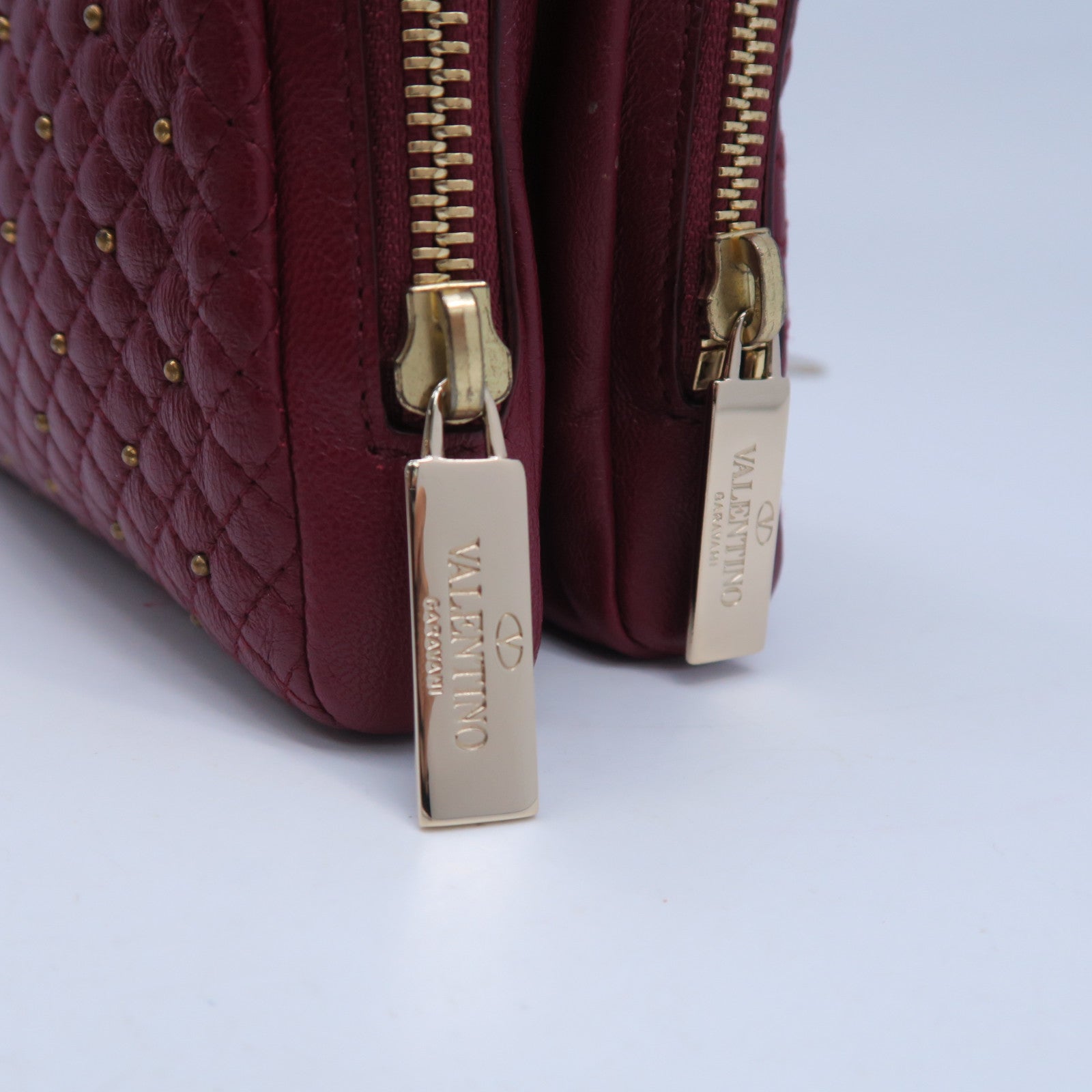 Valentino 羊皮皮革Chain Bag金扣鏈帶肩背袋紅色