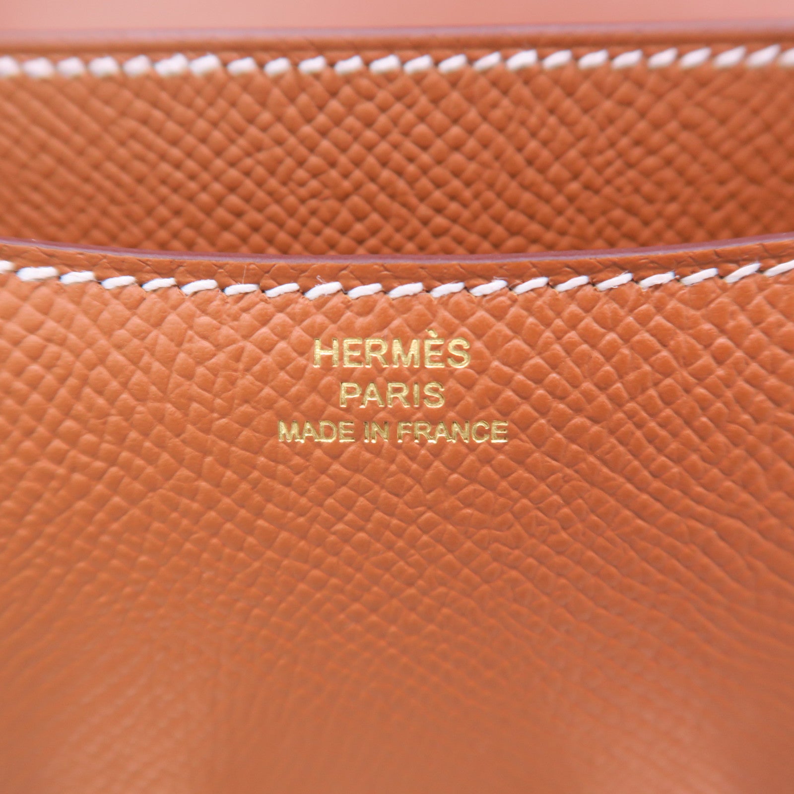 HERMES Epsom皮革Constance Mini金扣肩背袋經典駝色