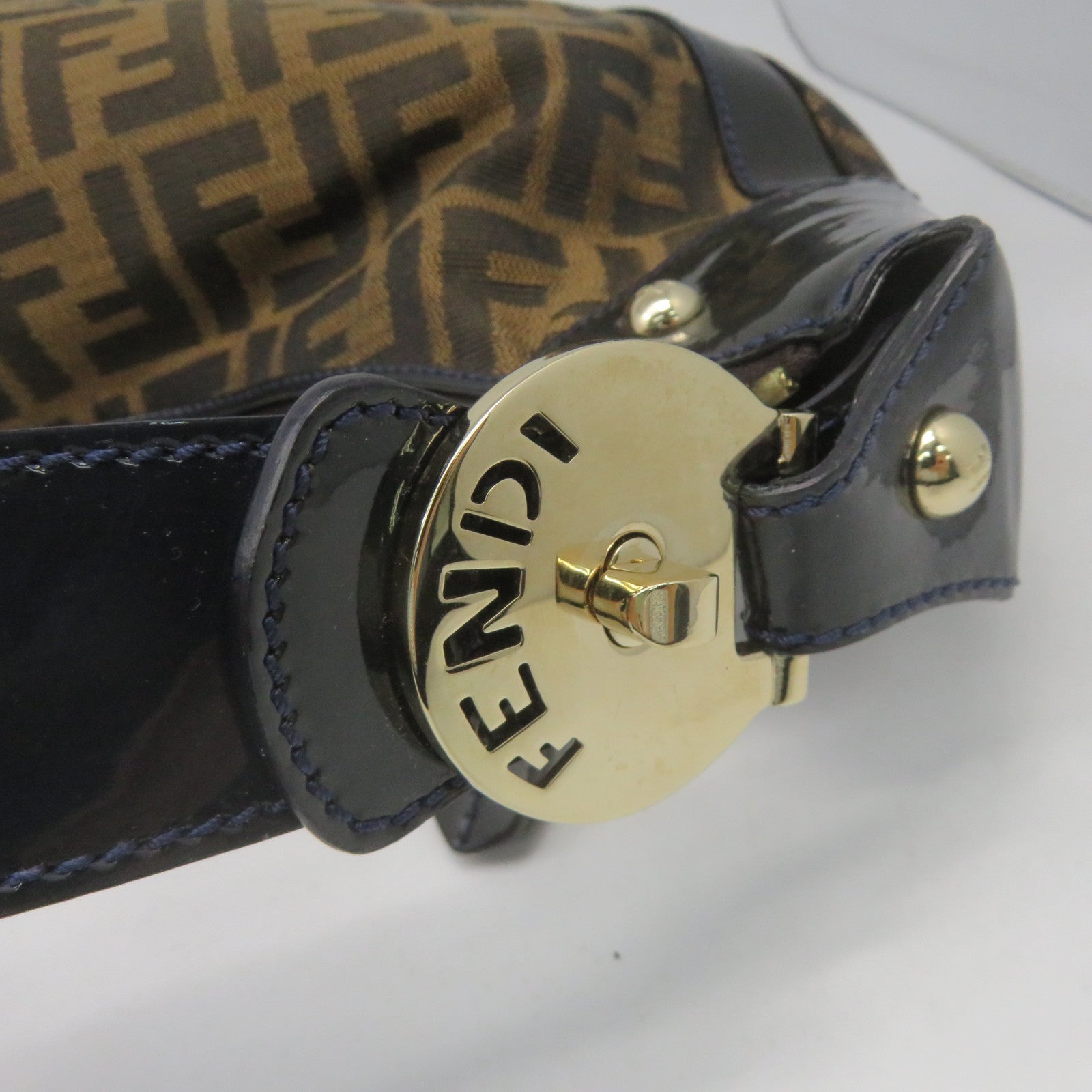 FENDI 帆布Vintage Tote Bag金扣手挽袋啡色