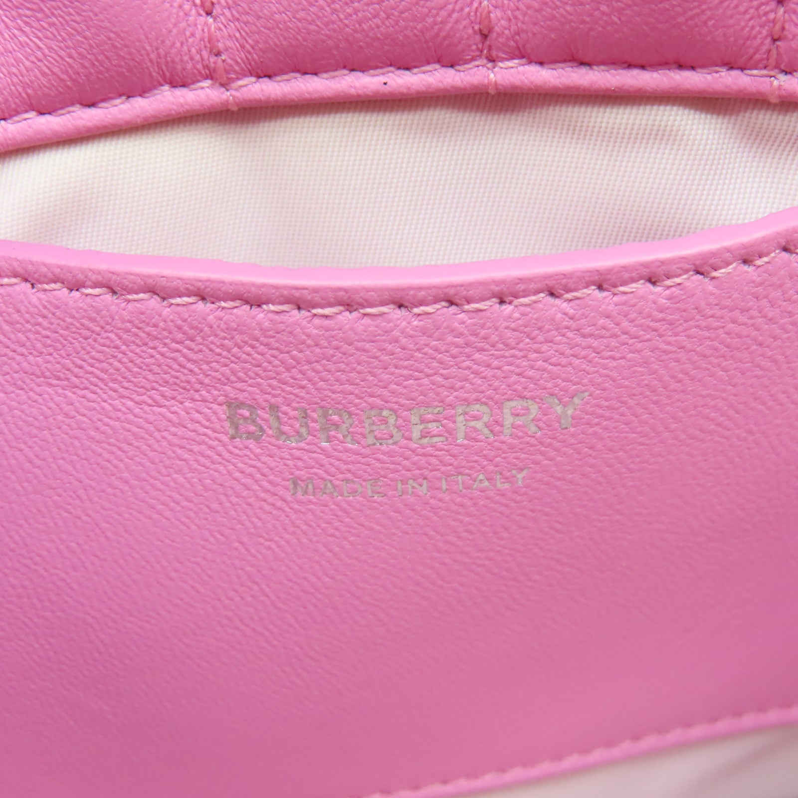 BURBERRY 牛皮皮革Chain Shoulder Bag銀扣肩背袋粉紅色