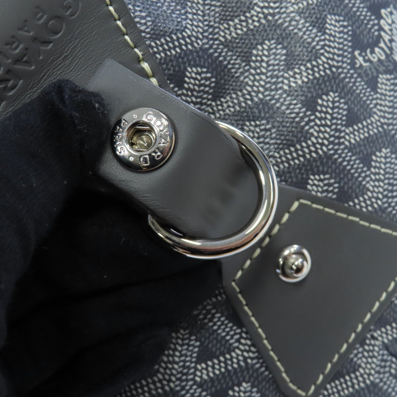 GOYARD 塗層帆布Bowling 45 Boston Bag銀扣波士頓包灰色/黃色