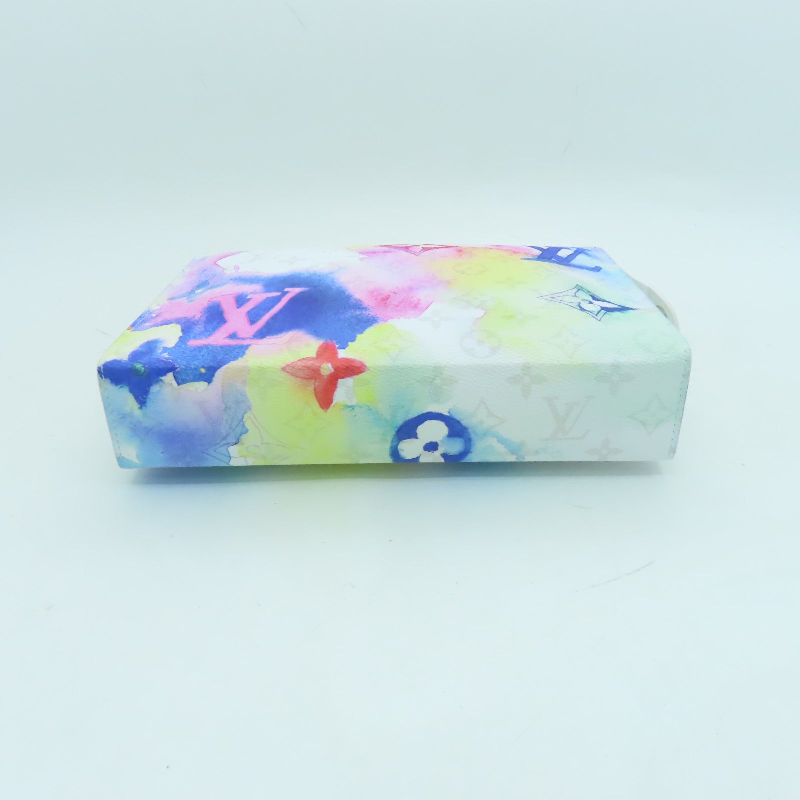 LOUIS VUITTON 【激減優惠】Monogram Watercolor Pochette Voyage MM銀扣手拿包白色/彩色