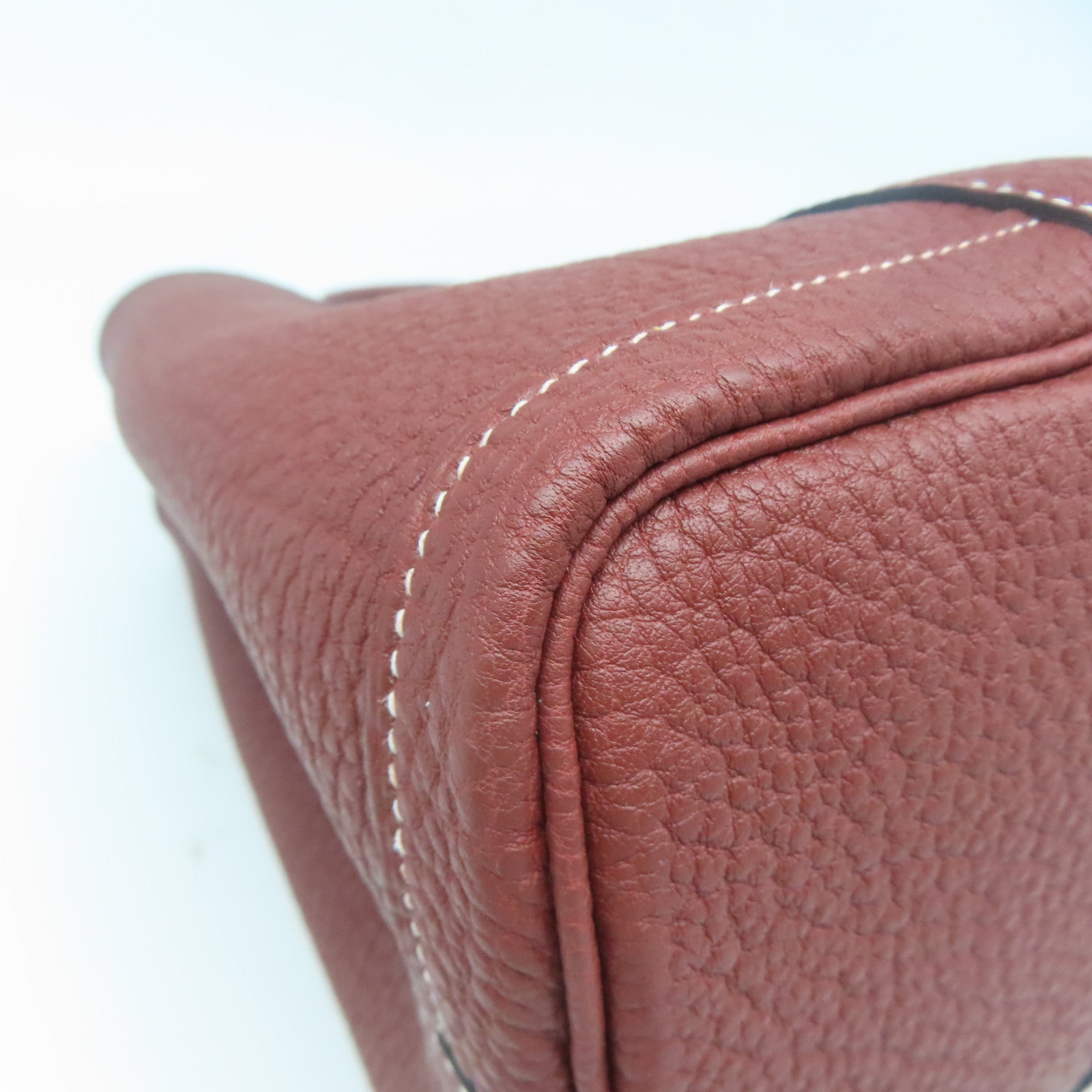 HERMES Negonda皮革GardenParty TPM銀扣手挽袋正紅色