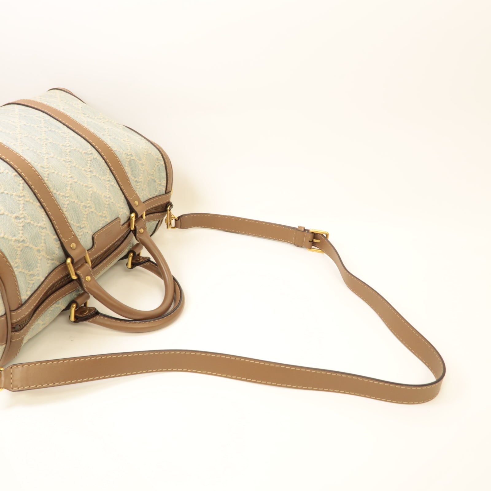 GUCCI 牛仔布2way Shoulder Bag金扣手挽肩背兩用袋淺藍色
