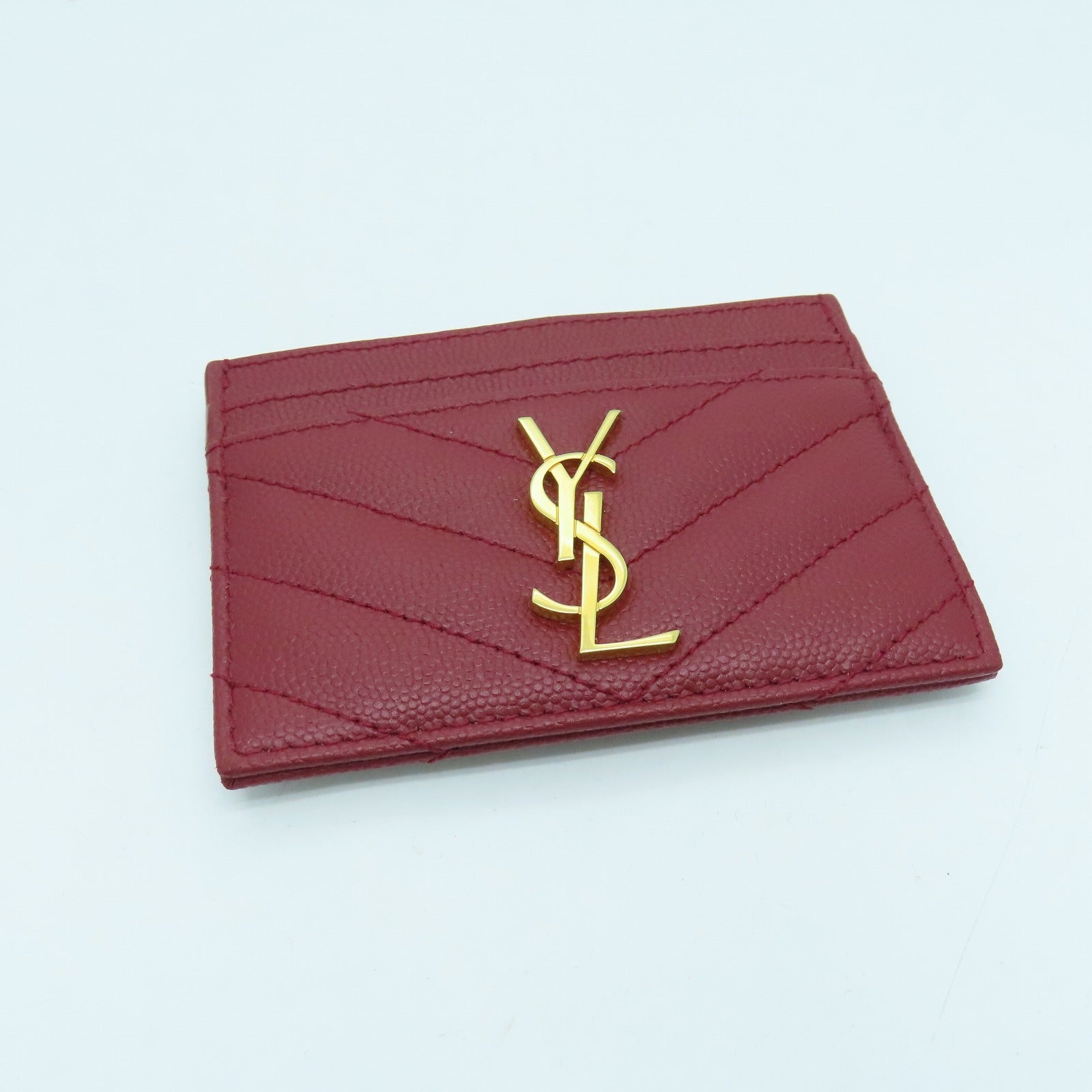 SAINT LAURENT 牛皮皮革Card Case金扣卡片套紅色