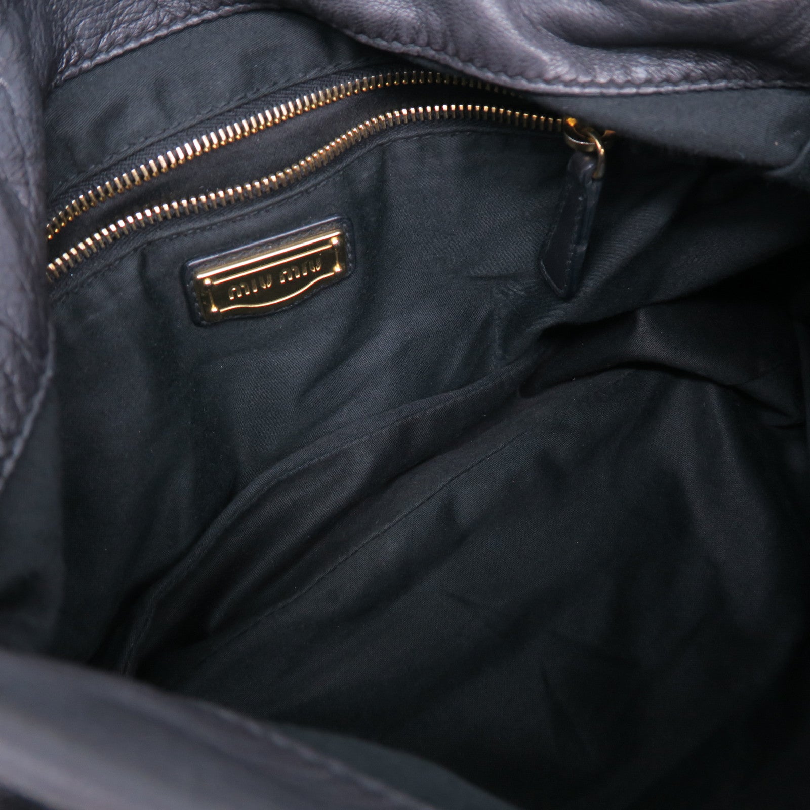 Miu Miu 牛皮皮革2 Way Bag金扣手挽肩背兩用袋黑色