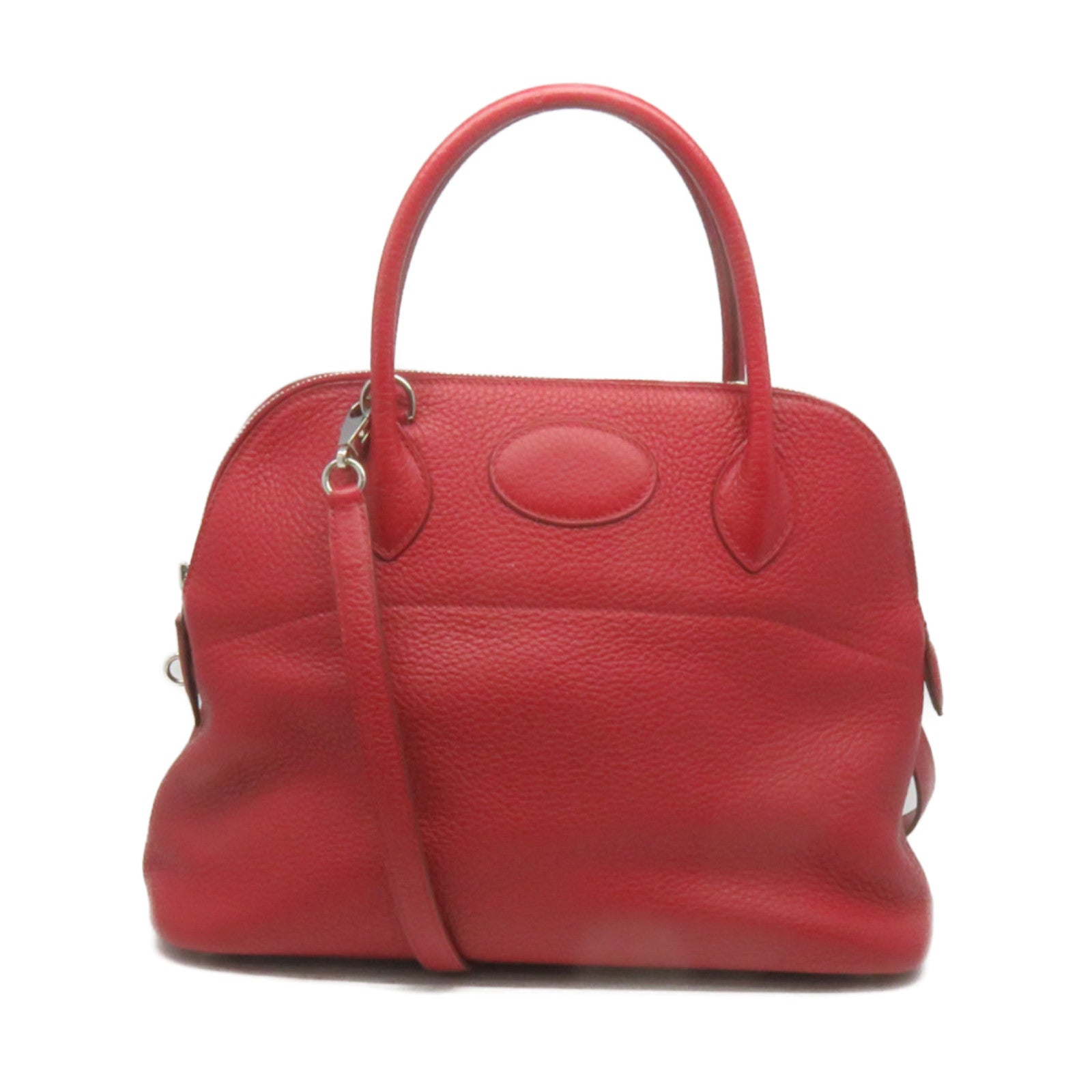 HERMES Clemence皮革Bolide 31銀扣手挽肩背袋紅色