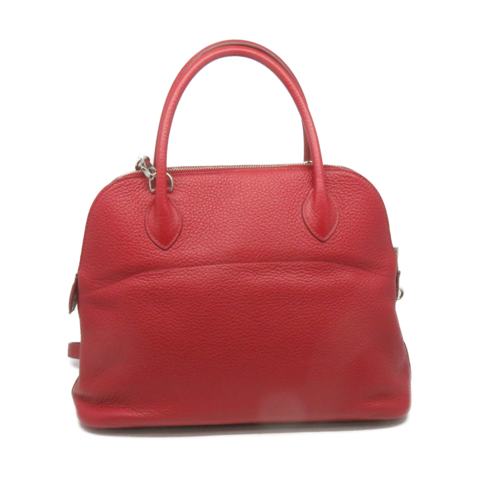 HERMES Clemence皮革Bolide 31銀扣手挽肩背袋紅色