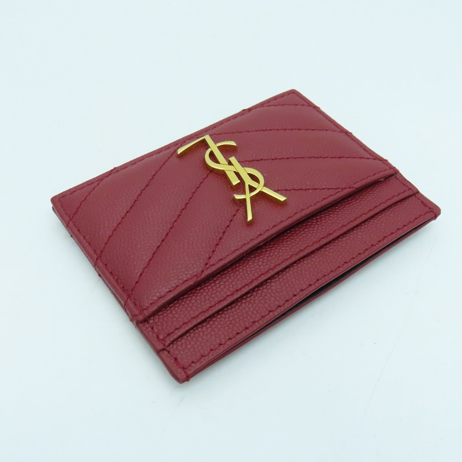 SAINT LAURENT 牛皮皮革Card Case金扣卡片套紅色
