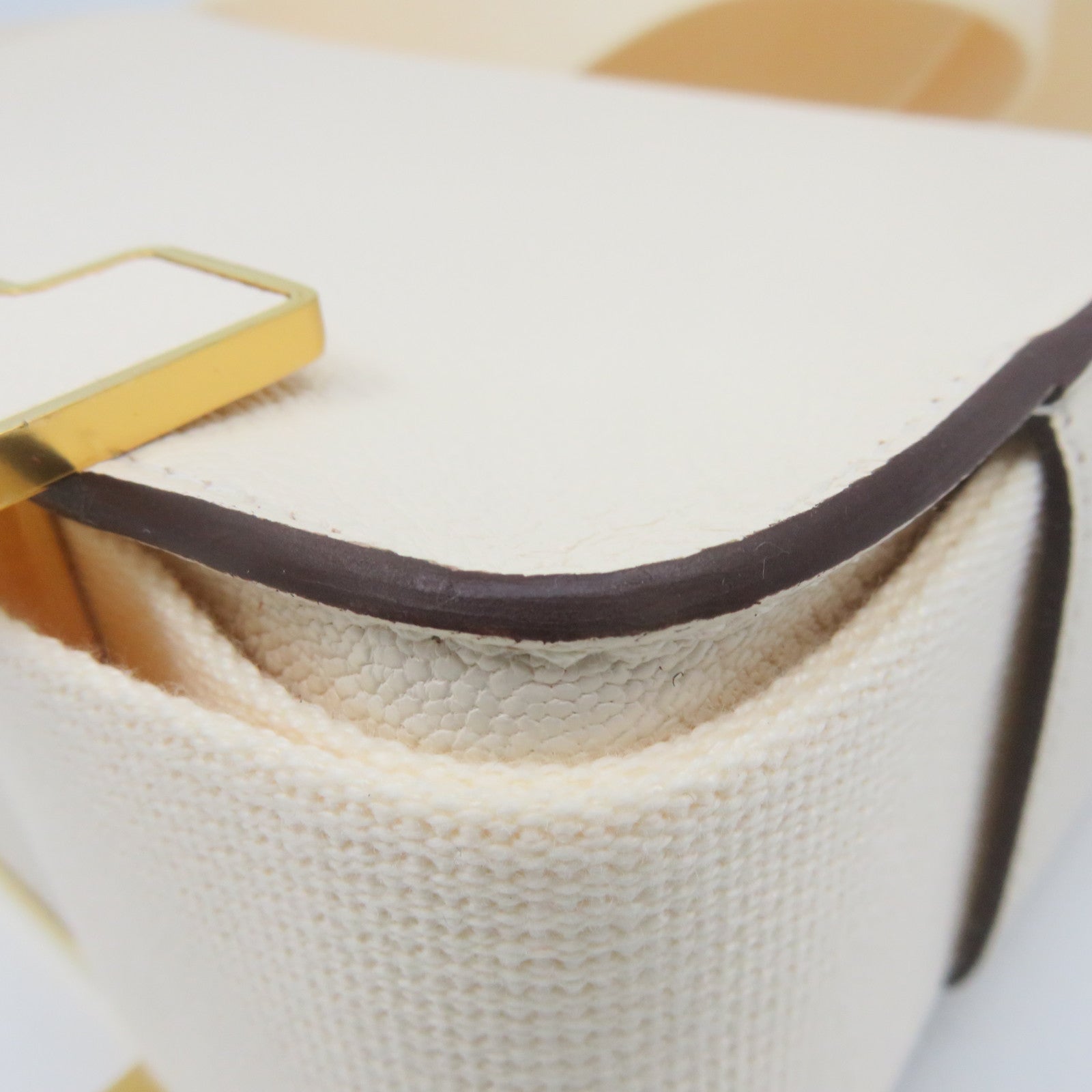 HERMES Chevre皮革Geta Shoulder Bag金扣肩背袋Nata奶油白色