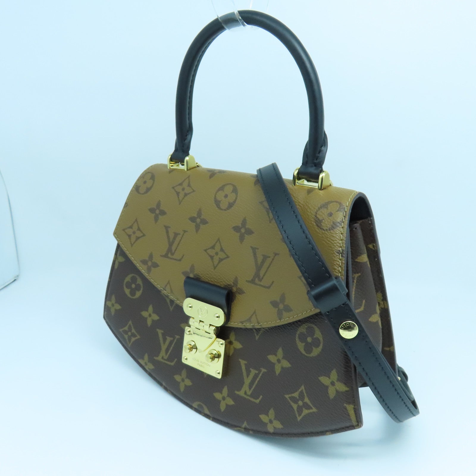 LOUIS VUITTON Monogram Tilsitt金扣手挽肩背兩用袋啡色/黑色