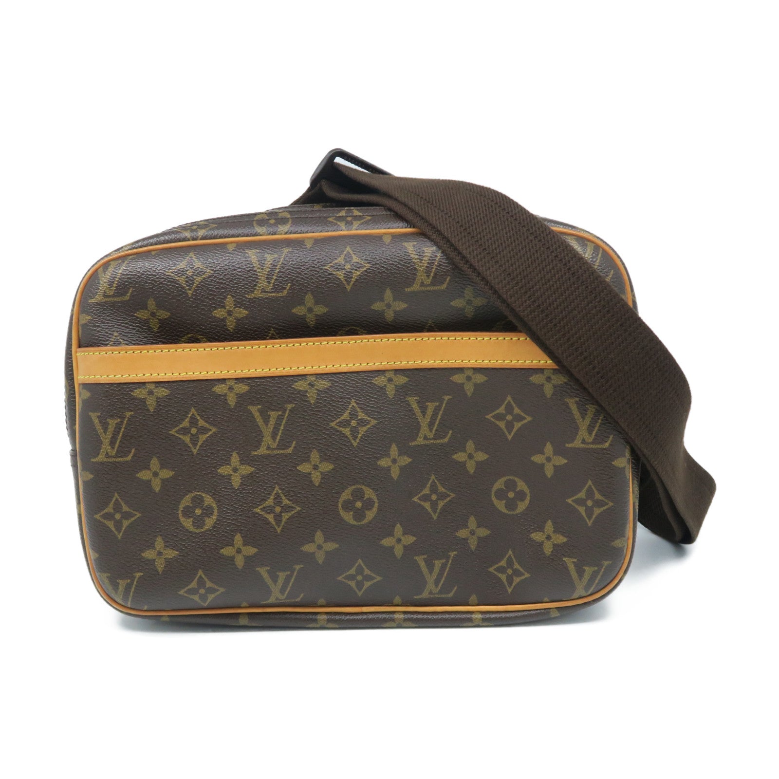LOUIS VUITTON Monogram Reporter金扣肩背袋棕色