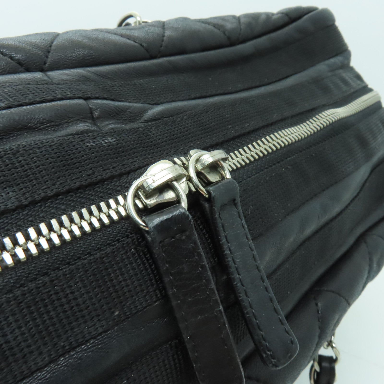 CHANEL 菱格牛皮皮革Chain Shoulder Bag銀扣鏈帶肩背袋黒色