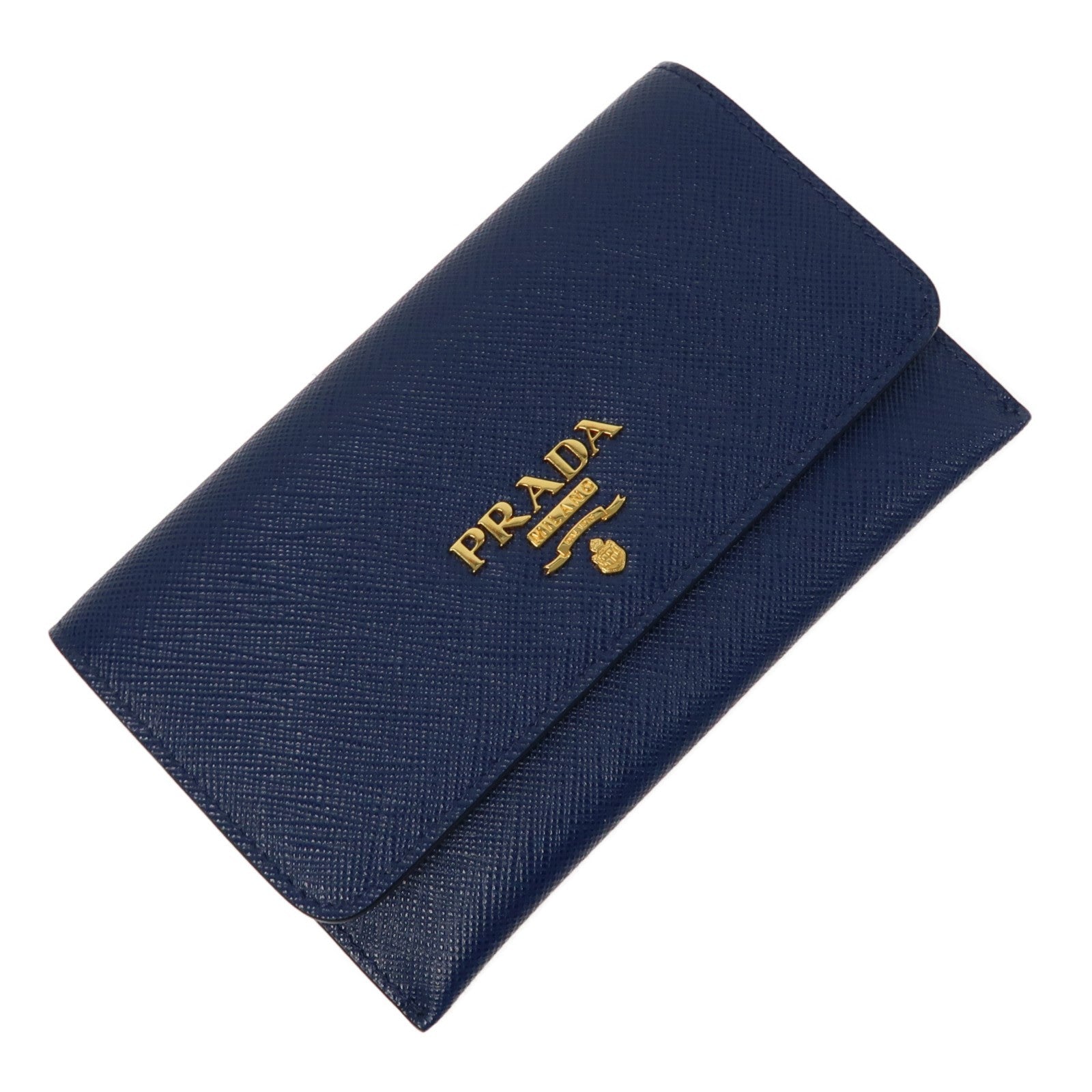 PRADA 牛皮皮革Card Case金扣卡片套藍色