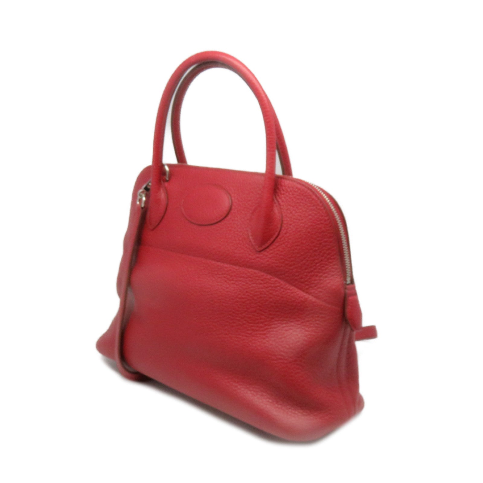 HERMES Clemence皮革Bolide 31銀扣手挽肩背袋紅色