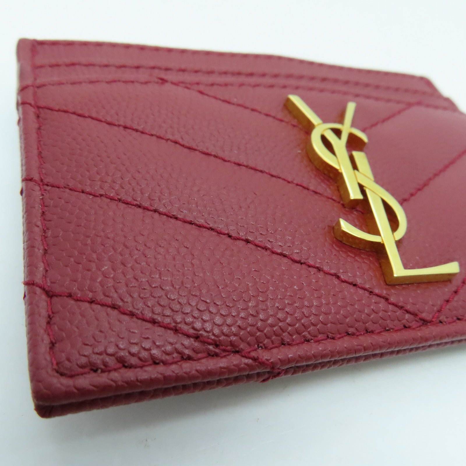 SAINT LAURENT 牛皮皮革Card Case金扣卡片套紅色